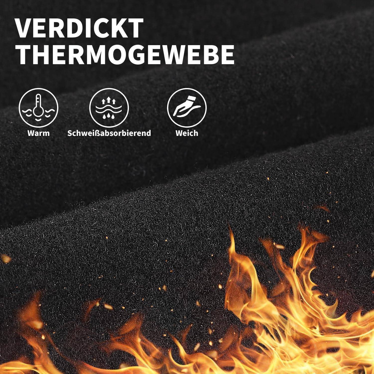 Schwarzer Thermostoff, beworben als „VERDICKT THERMOGEWEBE