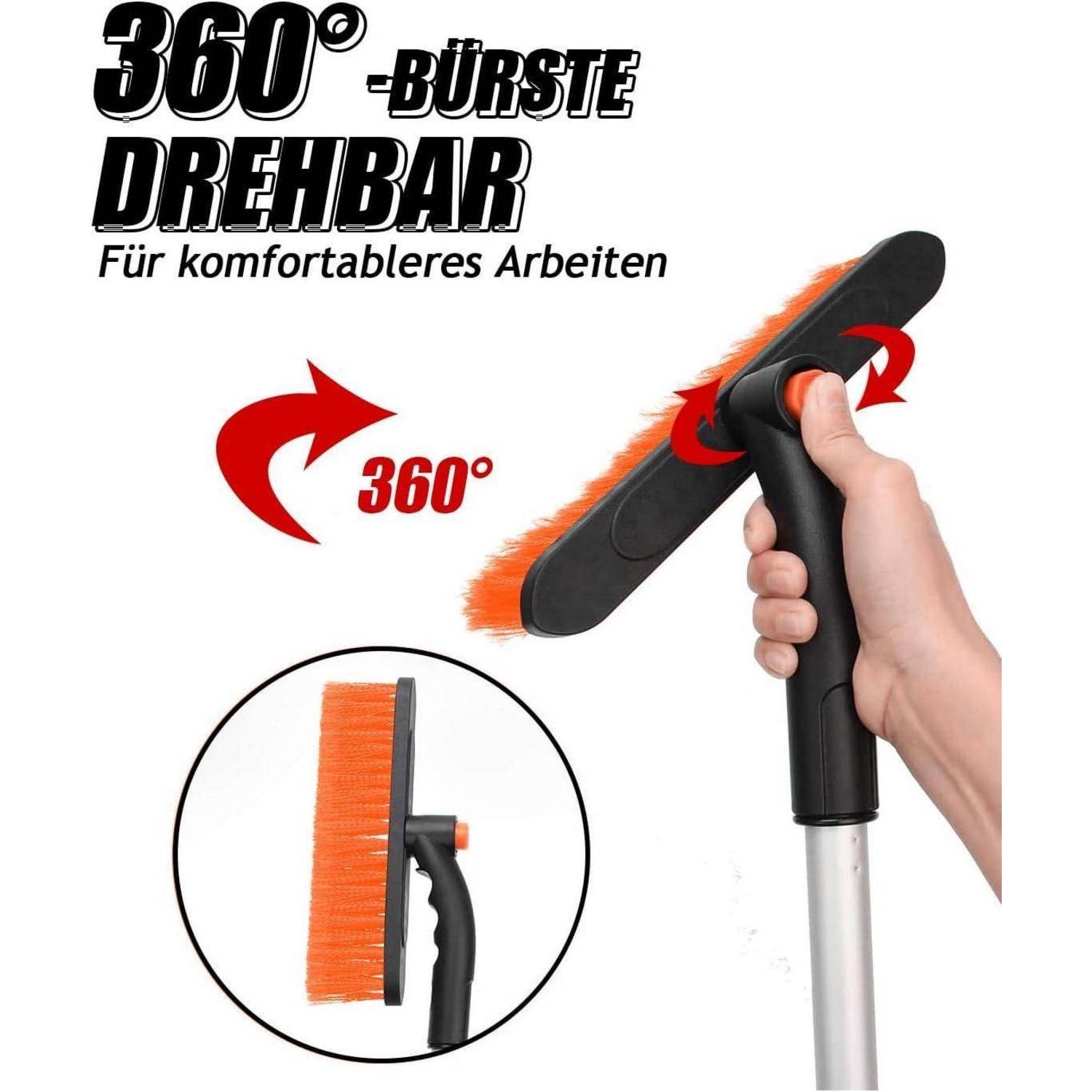 Eiskratzer Auto 3 in 1, 80CM Lang Ausziehbarer Schneebesen mit 360 ° Drehbarer Bürstenkop und Schaumstoffgriff, Auto Reinigungsbürste und Schneebü
