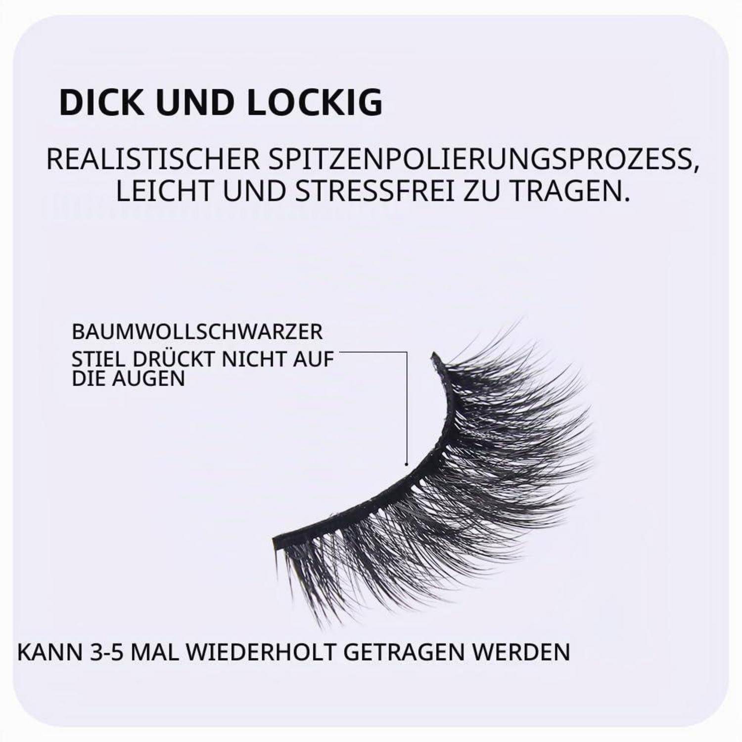 DICK UND LOCKIG - Realistische, leichte Wimpernlifter; schwarzer Baumwollband drückt nicht auf die Augen und kann 3-5 Mal wiederverwendet werden.