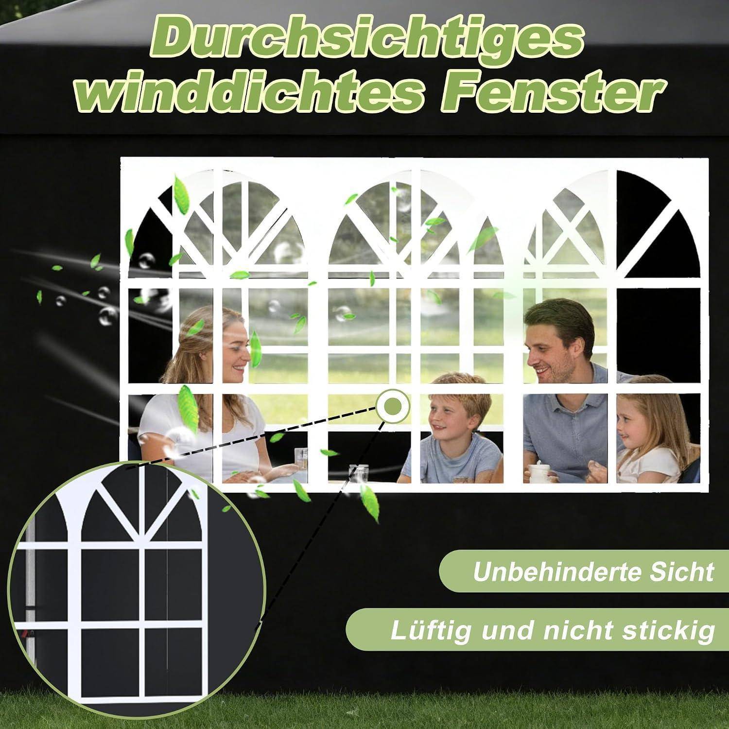 LZQ Faltpavillon 3x6m - Schnellaufbau Gartenpavillon Wasserdicht UV-Schutz 50+ - Höhenverstellbares Partyzelt Faltzelt mit 6 Seitenteilen für Garten