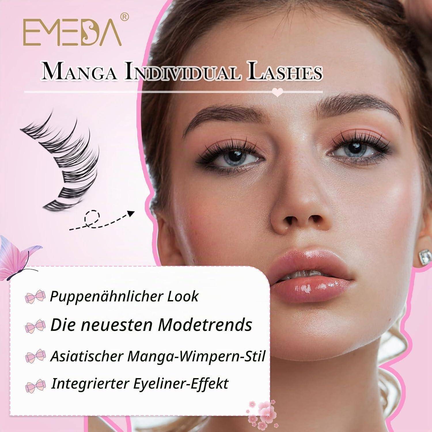 Werbebild eines weiblichen Gesichts mit langen Wimpern, das 