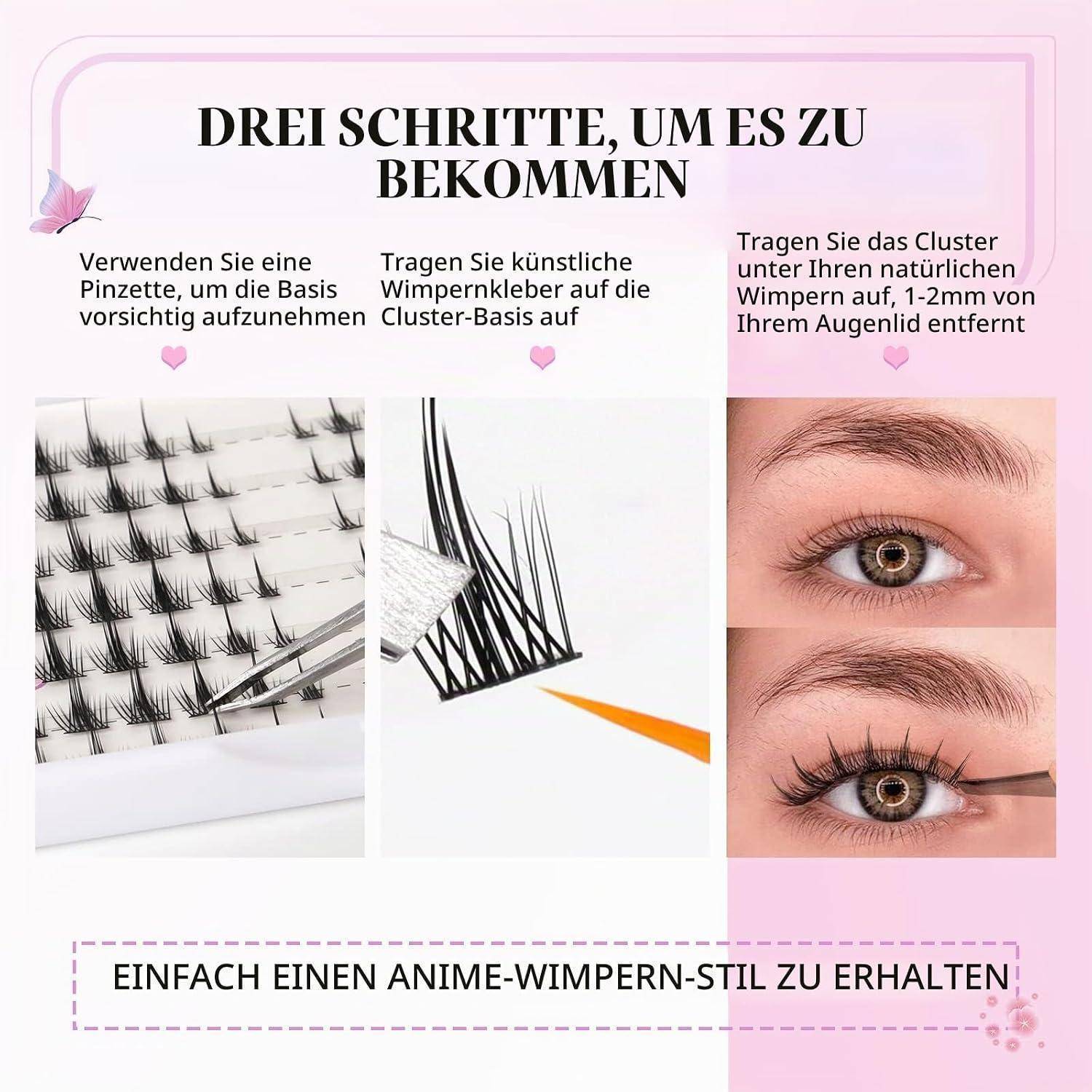 EMEDA DIY Cluster Wimpern mit Pinzette 84 pcs DIY 7 Stile Einzelne Wimpern Extensions Set Weiche Und Dünne Band Natürliche Falsche Wimpern kit (sunf