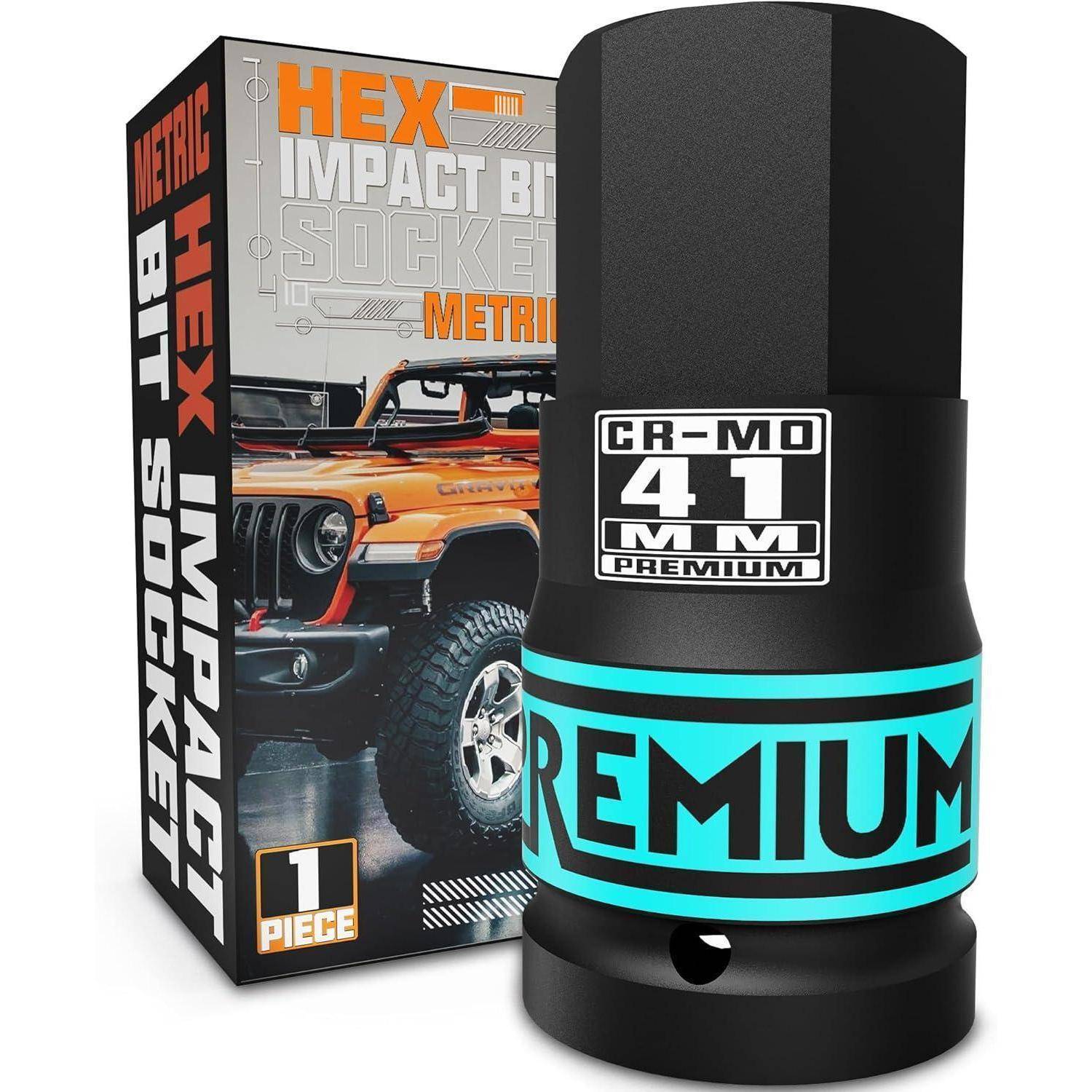 Box und einzelne schwarze Schlagschraube mit Beschriftung „HEX IMPACT BIT SOCKET