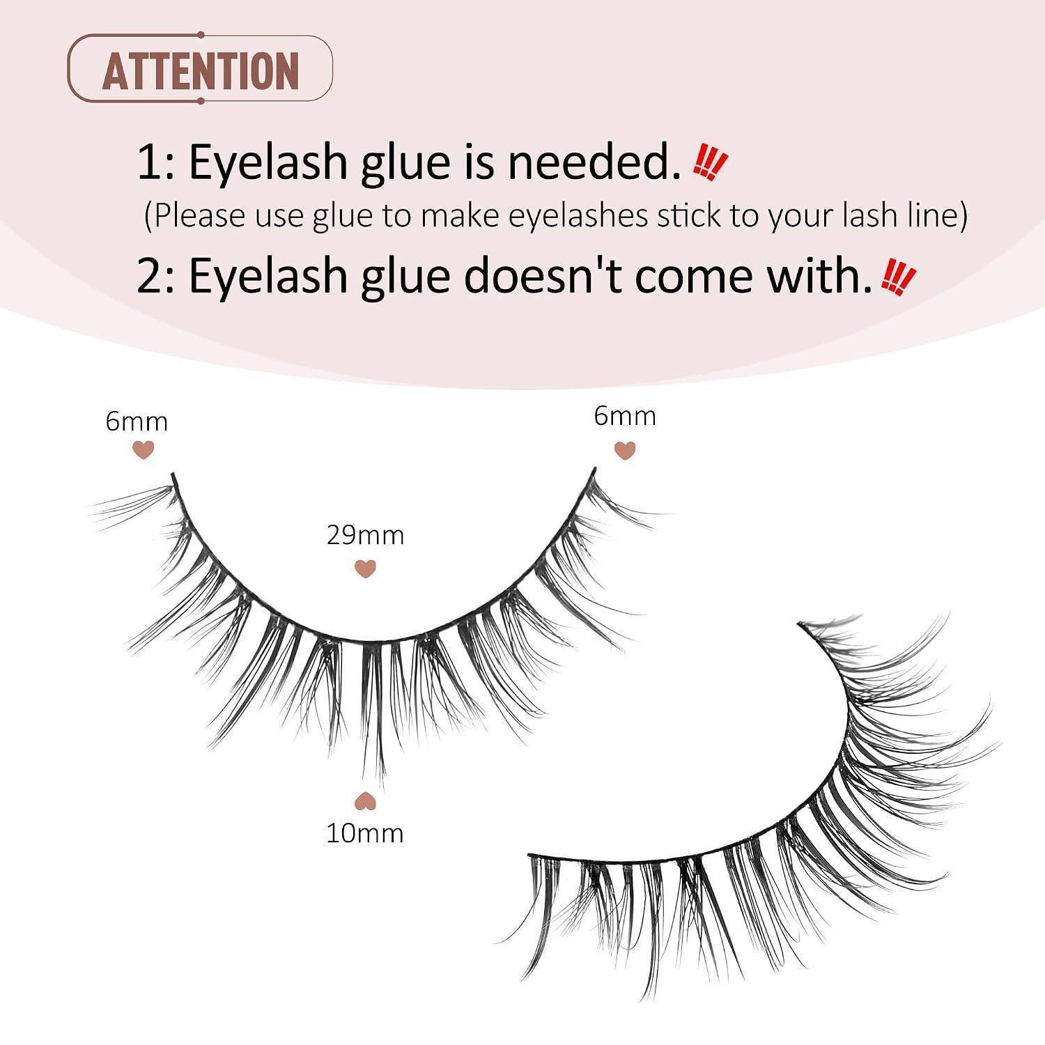 Diagramm von künstlichen Wimpern mit „ACHTUNG