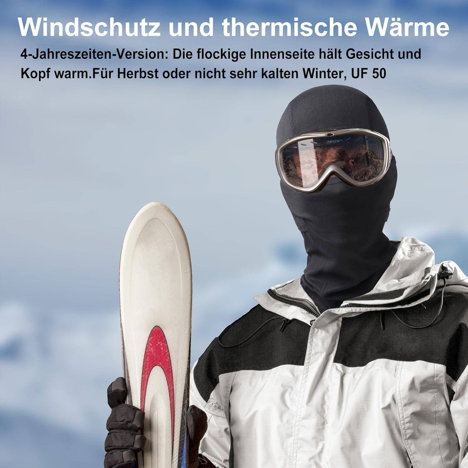 Sturmhaube,Weich Atmungsaktiv Leicht Geflockte Innenfläche Warm und UF50 Sun Protection Unter Helm Design 4 Jahreszeiten für Fahrrad Motorrad,Skimas