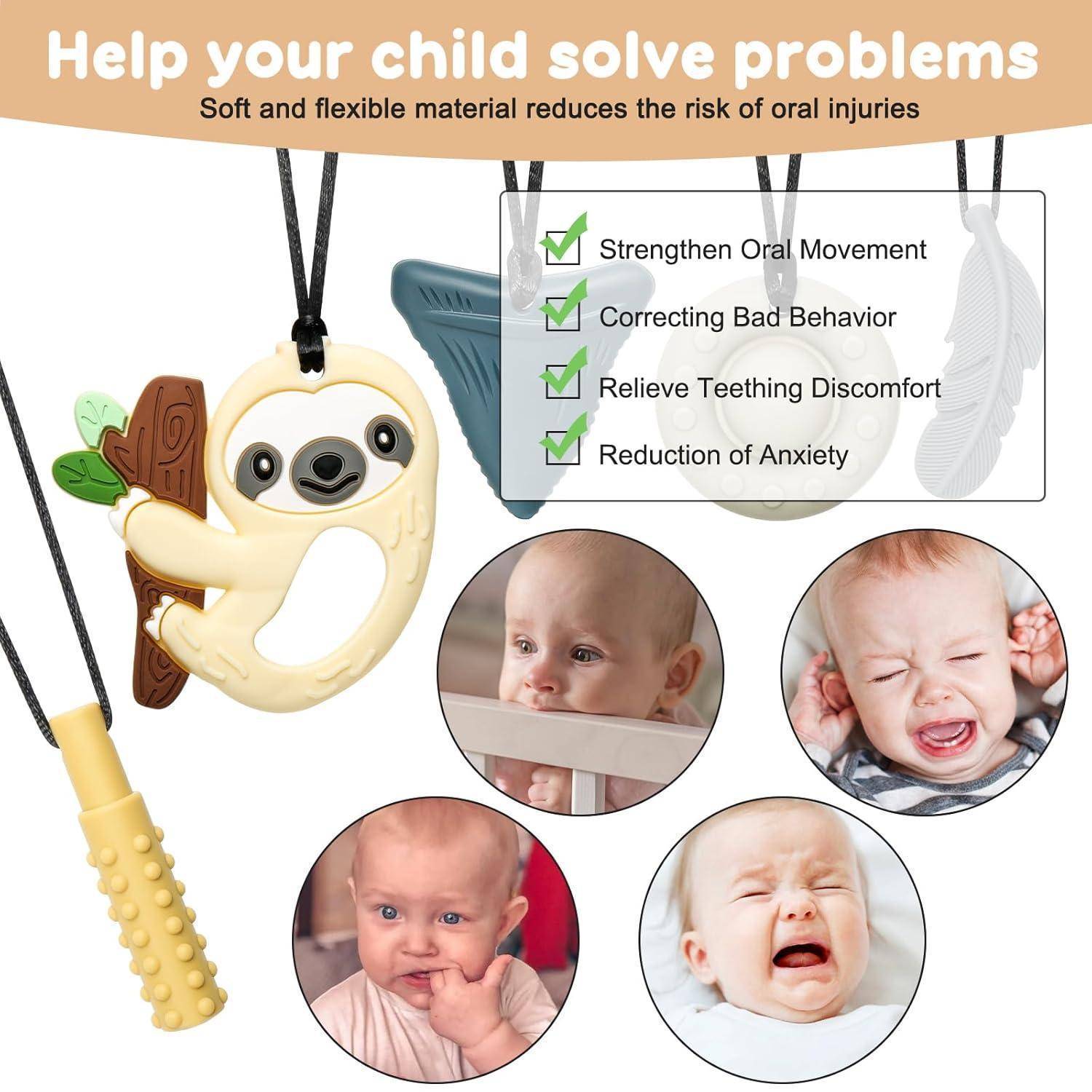 Werbebild eines Zahnungsspielzeugs für Babys mit dem Text „Helfen Sie Ihrem Kind, Probleme zu lösen