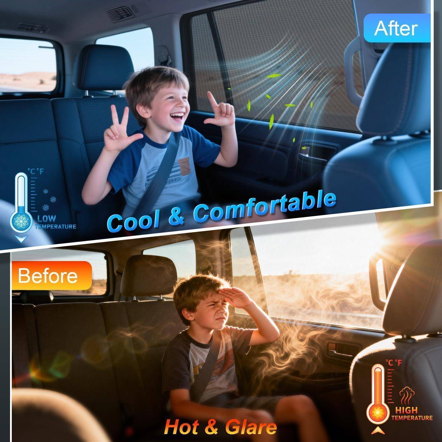 Sonnenschutz Auto Baby für Kinder (2er Pack) – Dehnbar & Atmungsaktiv, UV-Schutz, Aus nachhaltigem Material – Perfekt für Fenster & Seitenscheib