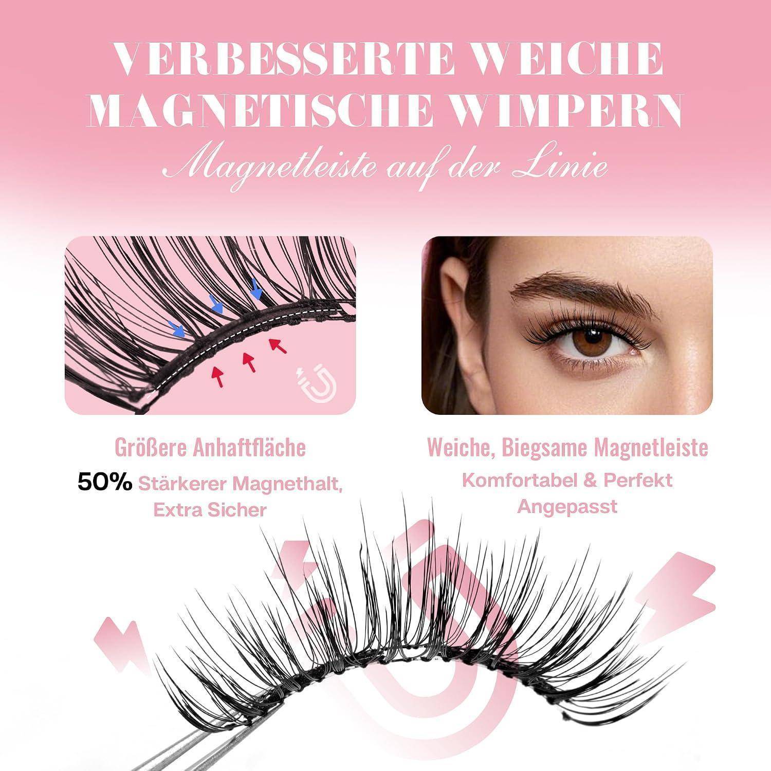 CALAILIS Weiche Magnetische Wimpern 1 Paar Magnet Wimpern Mit Zange Magnetic Lashes Natürlicher Look Wimpern Magnetisch Kein Kleber Erforderlich