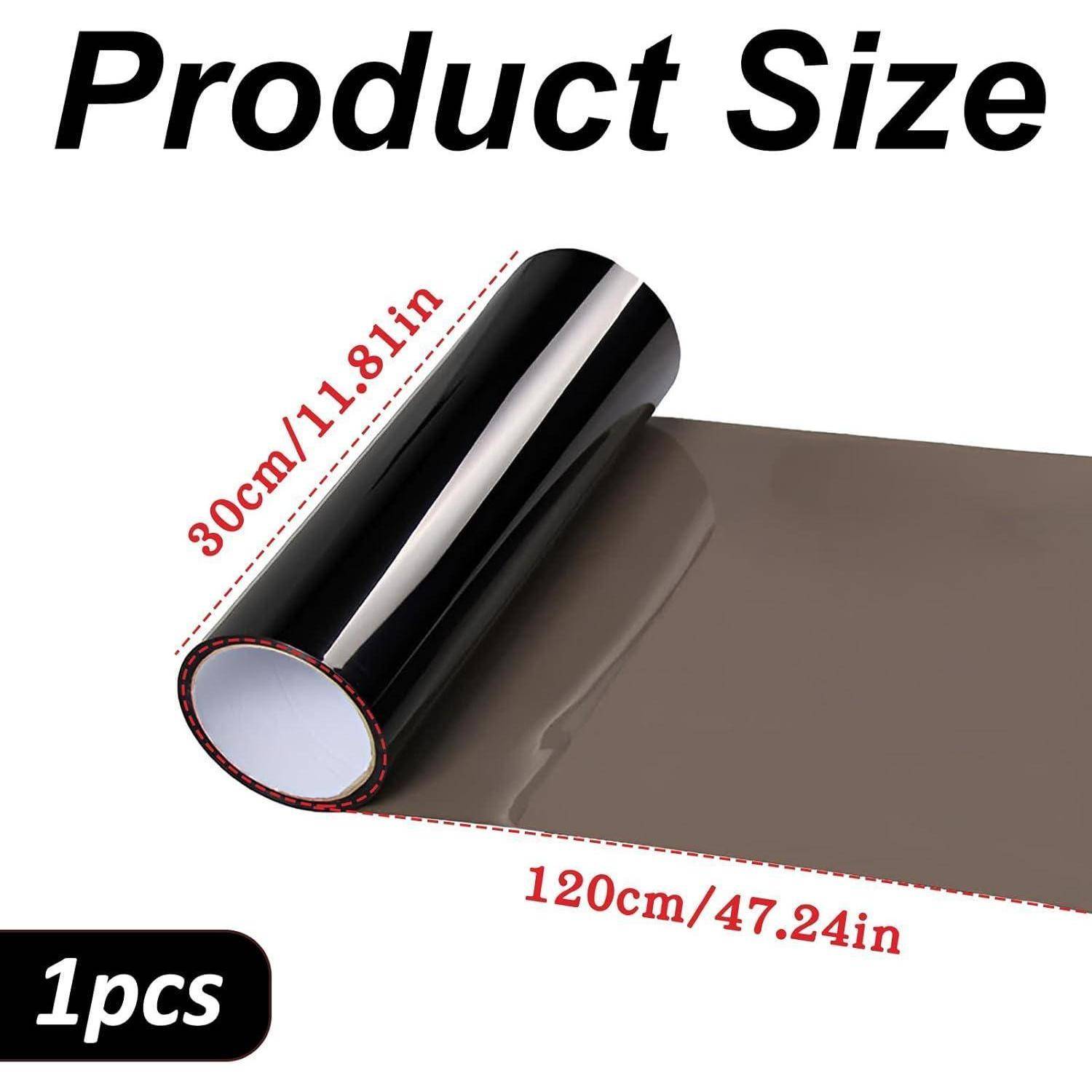 Produktgrößendiagramm mit einer Filmrolle, die 120 cm lang und 30 cm breit ist, mit der Bezeichnung 1 Stück.
