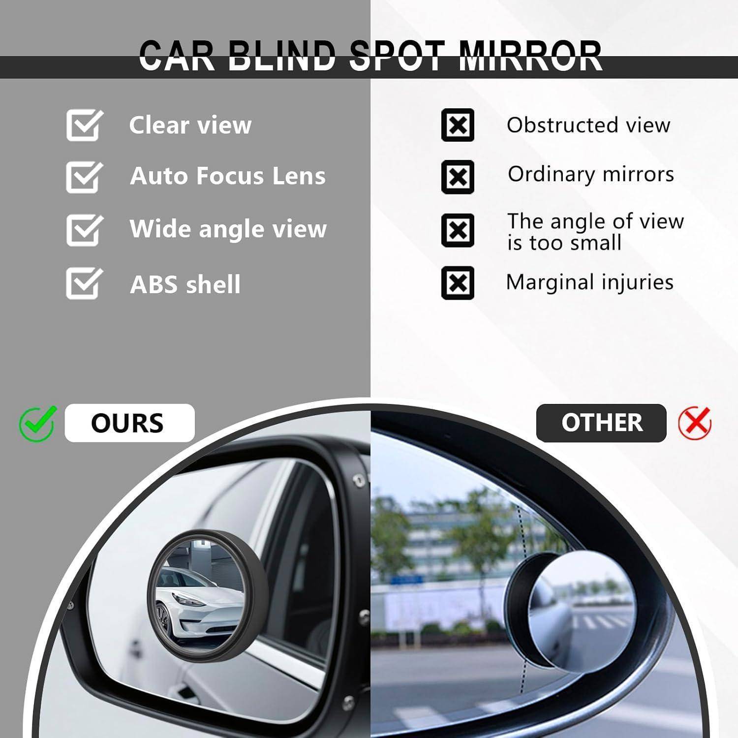 Toter Winkel Spiegel Auto,2 Stück 360°Weitwinkelspiegel mit HD-Glas,Anti-Beschlag und wasserdicht Toter-Winkel-Spiegel,Universal Toter Winkel Assist