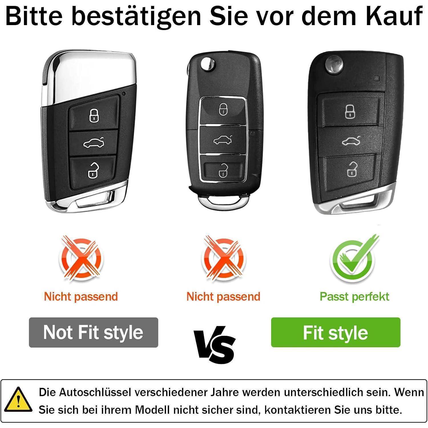 Vergleich von Autoschlüsseln: Zwei linke Stile sind mit „Nicht passend