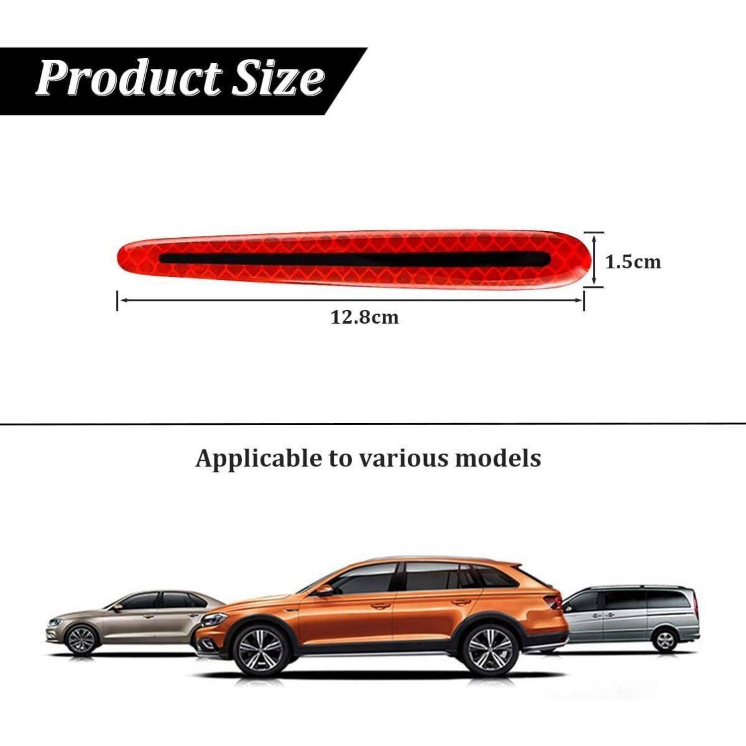 Produktgrößen-Diagramm mit einem roten ovalen Lichtstreifen, 12,8 cm lang und 1,5 cm hoch, mit der Anmerkung „Anwendbar auf verschiedene Modelle