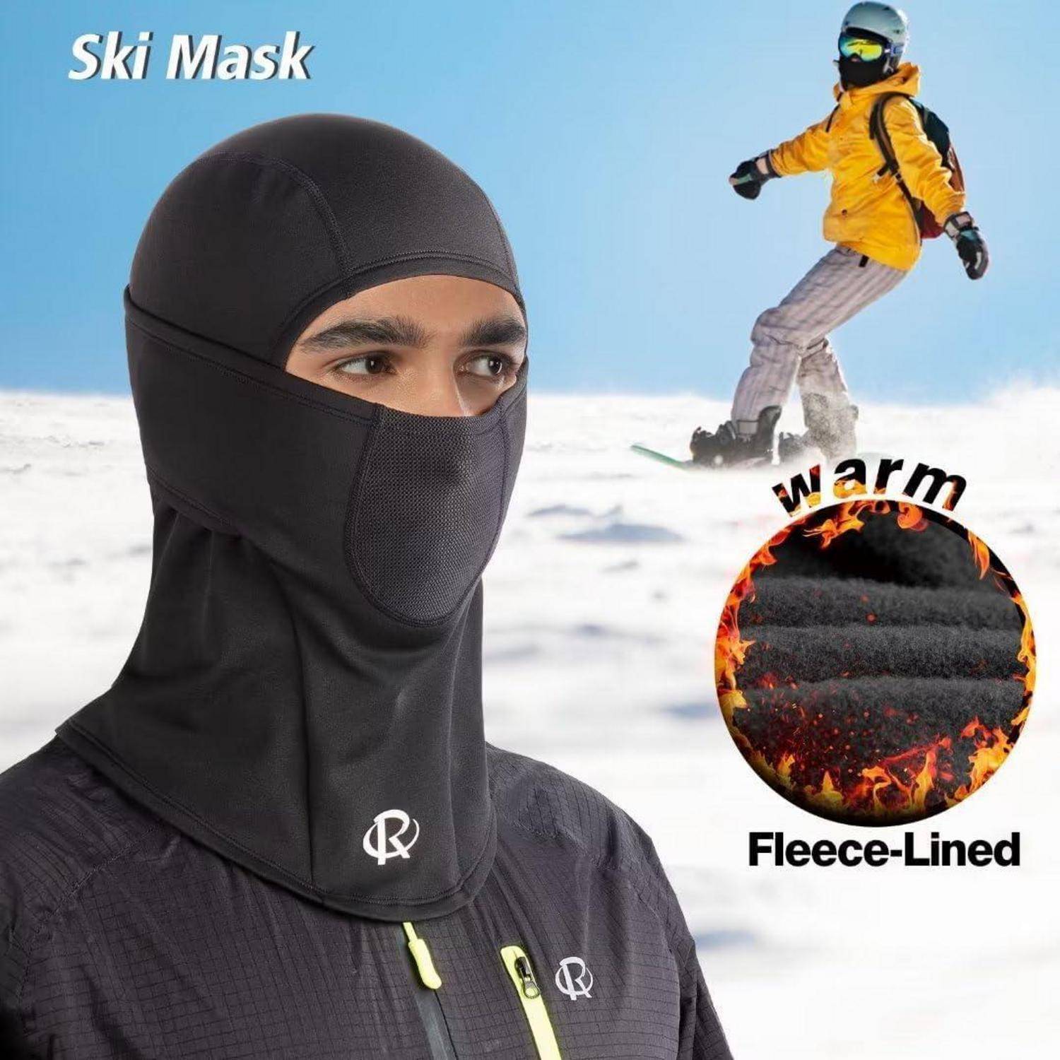 ROTTO Sturmhaube Skimaske Gesichtshaube Balaclava Winter Winddicht Thermal Sturmmaske für Fahrrad Motorrad Unisex Einheitsgröße E-Schwarz(atmungsak