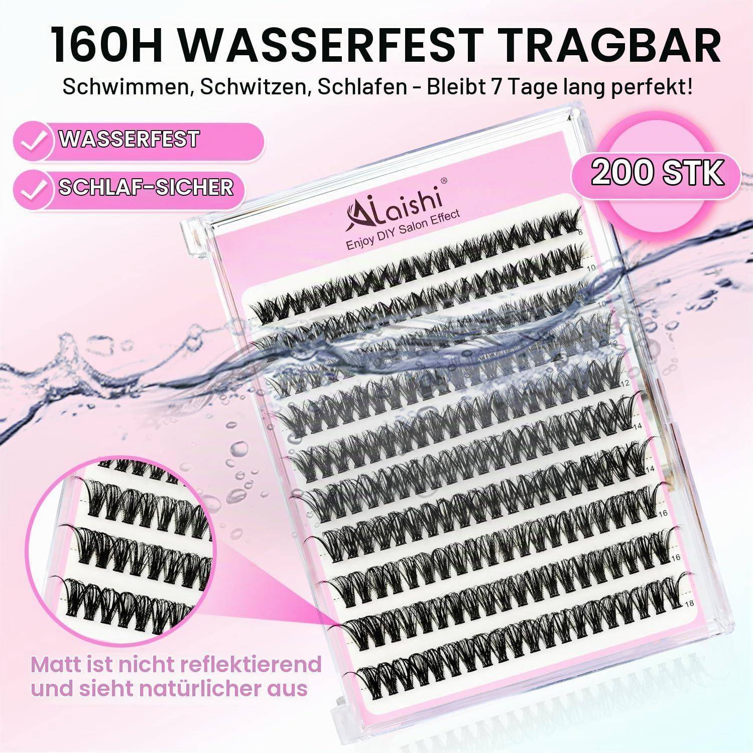 Rosa Wimpernverlängerungs-Tablett mit der Aufschrift „160H WASSERFEST TRAGBAR