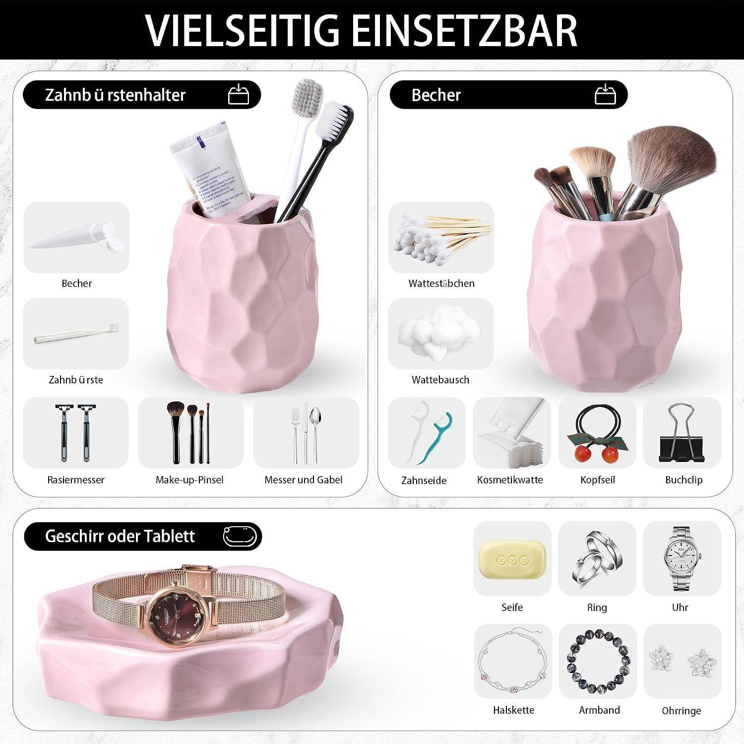 Badezimmer-Zubehör-Set Keramik 4-teiliges Badezimmer-Zubehör-Set, Lotion-Seifenspender, Seifenschale, Zahnbürstenhalter, Zahnputzbecher, Badezimmer