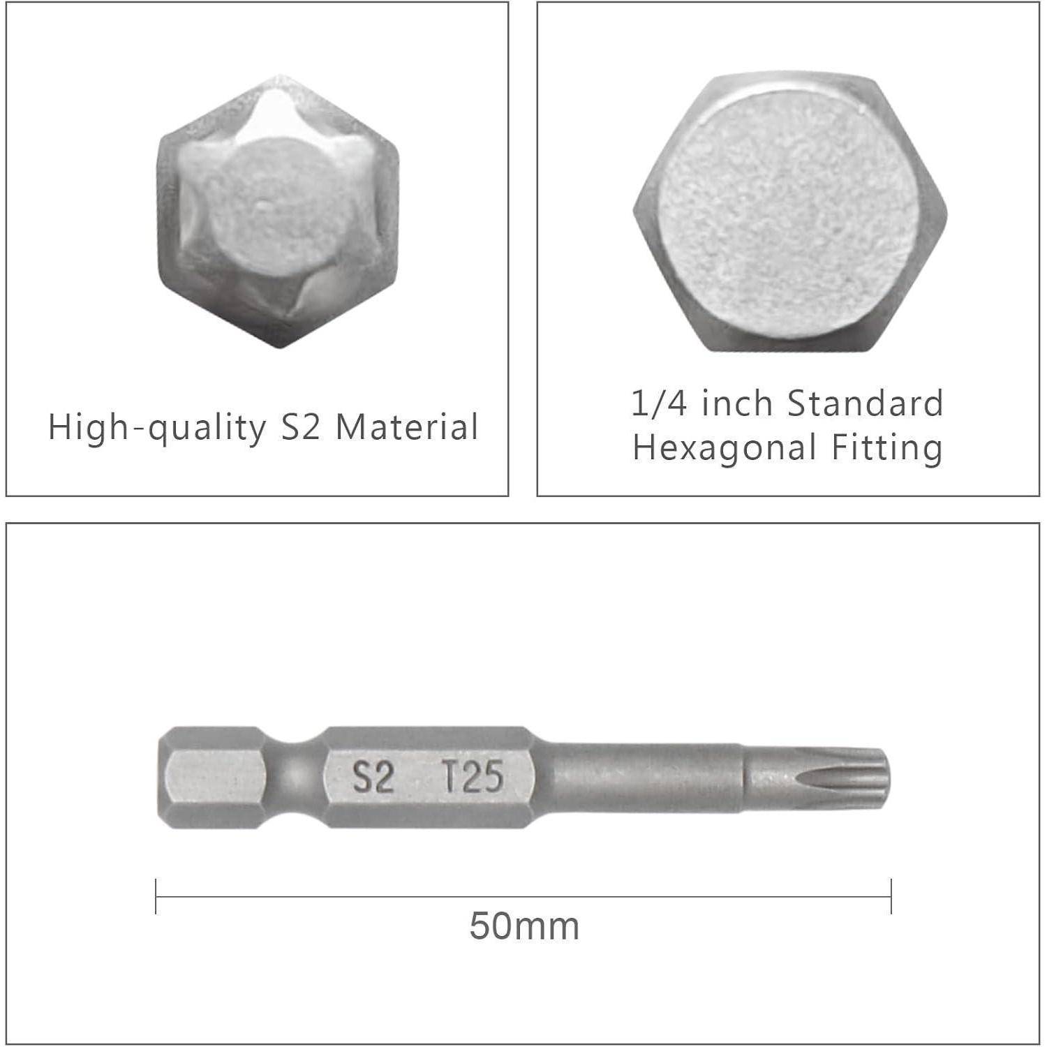 Diagramm eines 50-mm-Schraubendreherbits mit „Hochwertigem S2-Material