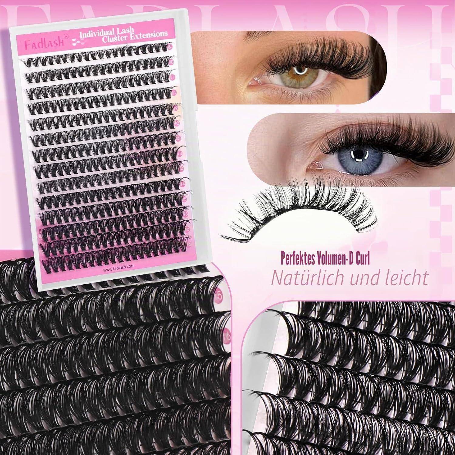 Lash Clusters Extensions Large Tray 40D Individual Lashes Mixed Tray Volume Cluster Lashes Black Mink Under Eyelash Clusters DIY Lash Extension Kit