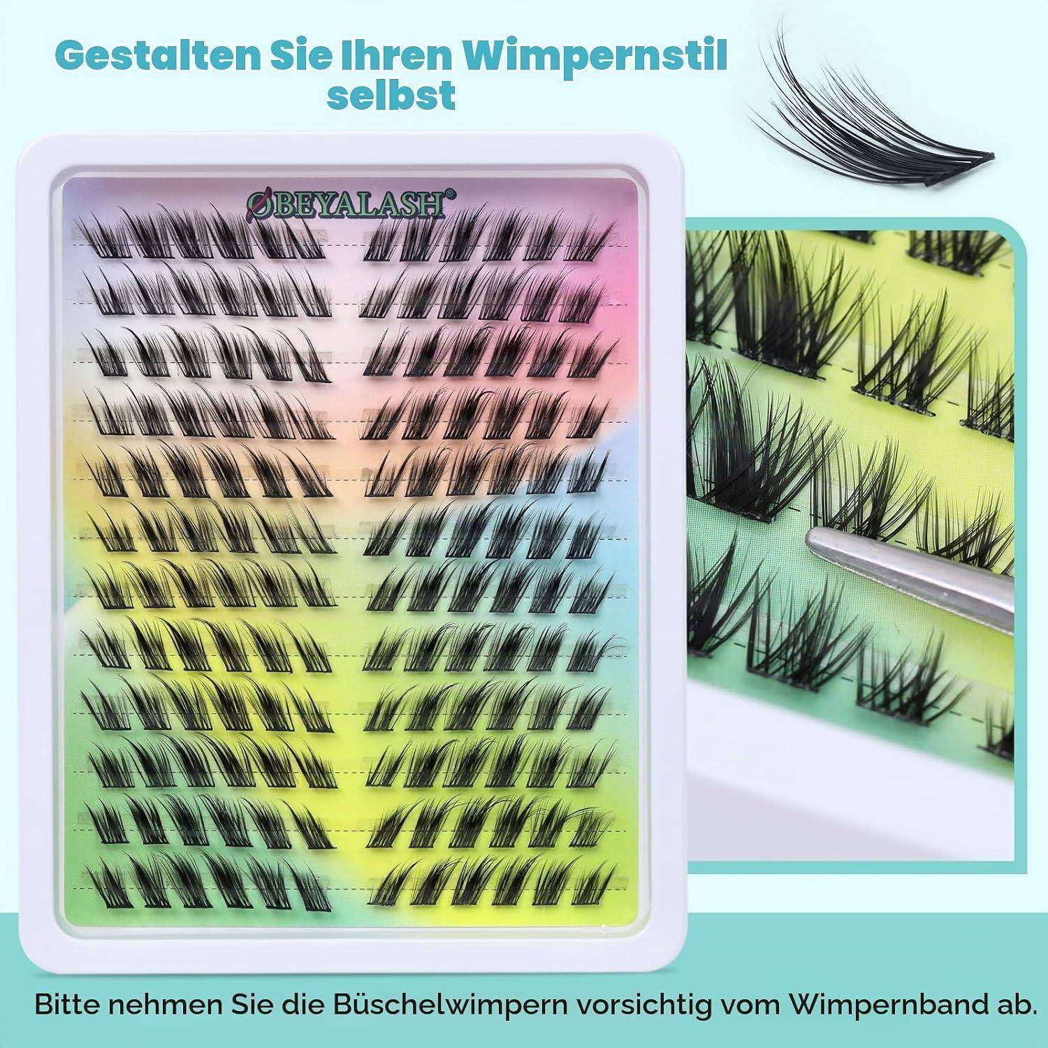 Obeyalash Wimpernverlängerung Fox Eye Lashes C Curl 144 pcs-XM | Wispy Cluster Lashes Falsche Wimpern Individuell B-XM