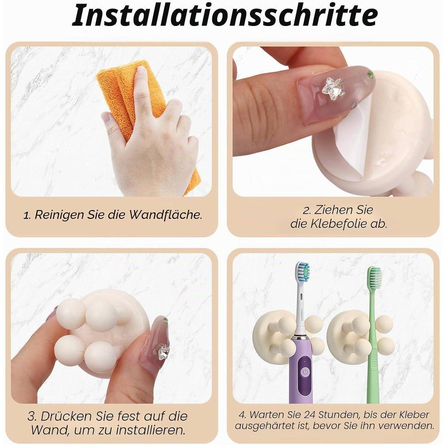 4 Stück Silicone Zahnbürstenhalter Wand Rsierer Halterung Dusche Elektrische Zahnbürste Halterung für Bad Zahnbürsten Aufbewahrung Küche Wohnzim