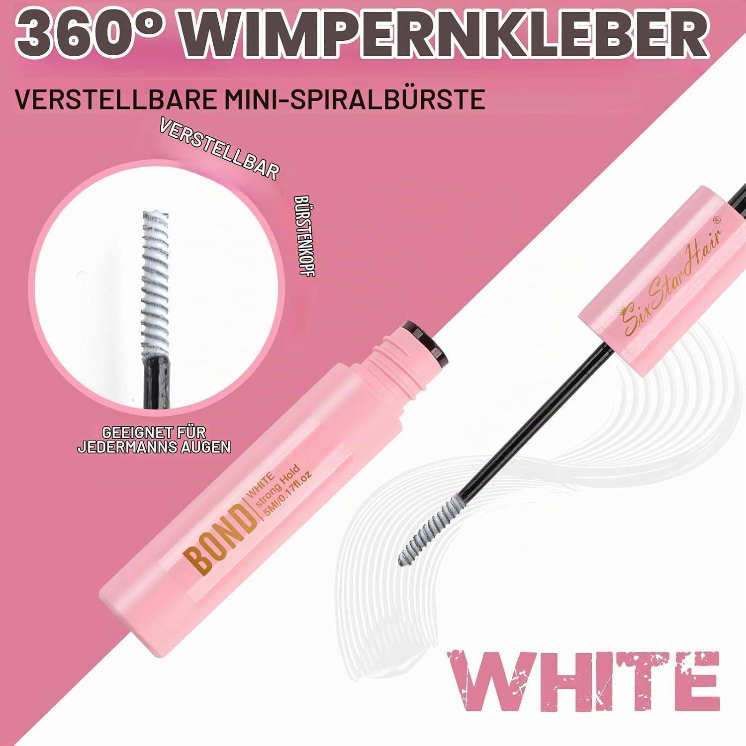 Sixstarhair Wimpernkleber Bond und Seal für Einzelne Wimpern Extensions | 5ml+5ml, Extrem Starker Halt 48-72, Wasserfest, ideal für Cluster Wimpern