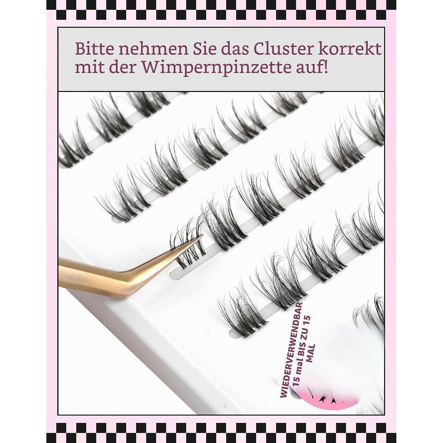Bitte nehmen Sie das Cluster korrekt mit der Wimpernpinzette auf!