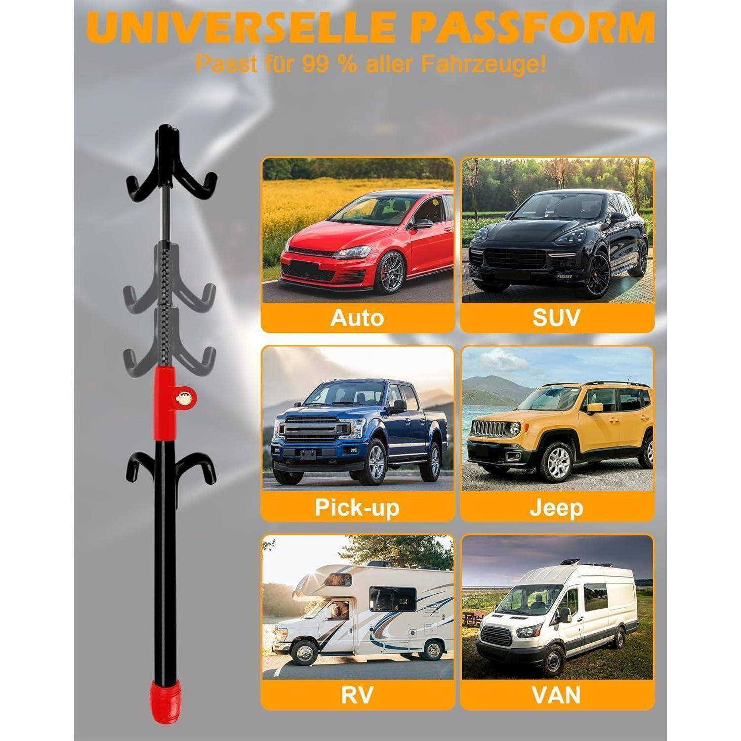 Tevlaphee 4-Haken Lenkradkralle, Schweres Lenkradschloss mit hoher Sichtbarkeit, Universelle Diebstahlsicherung für Autos, Transporter, SUVs