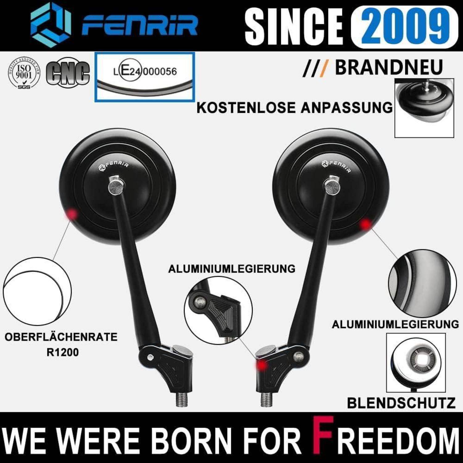 Werbegrafik für FENRIR-Motorradspiegeln, „seit 2009