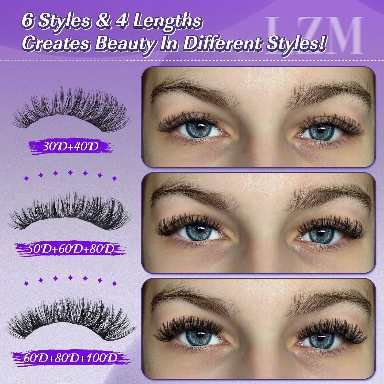 LZM Wimpern Extensions Cluster Lashes D Curl Wimpern Einzeln 10-16mm (RR01) | Lash Clusters Natürlich Dünnes Band Cluster Lashes Natürlich Weich un