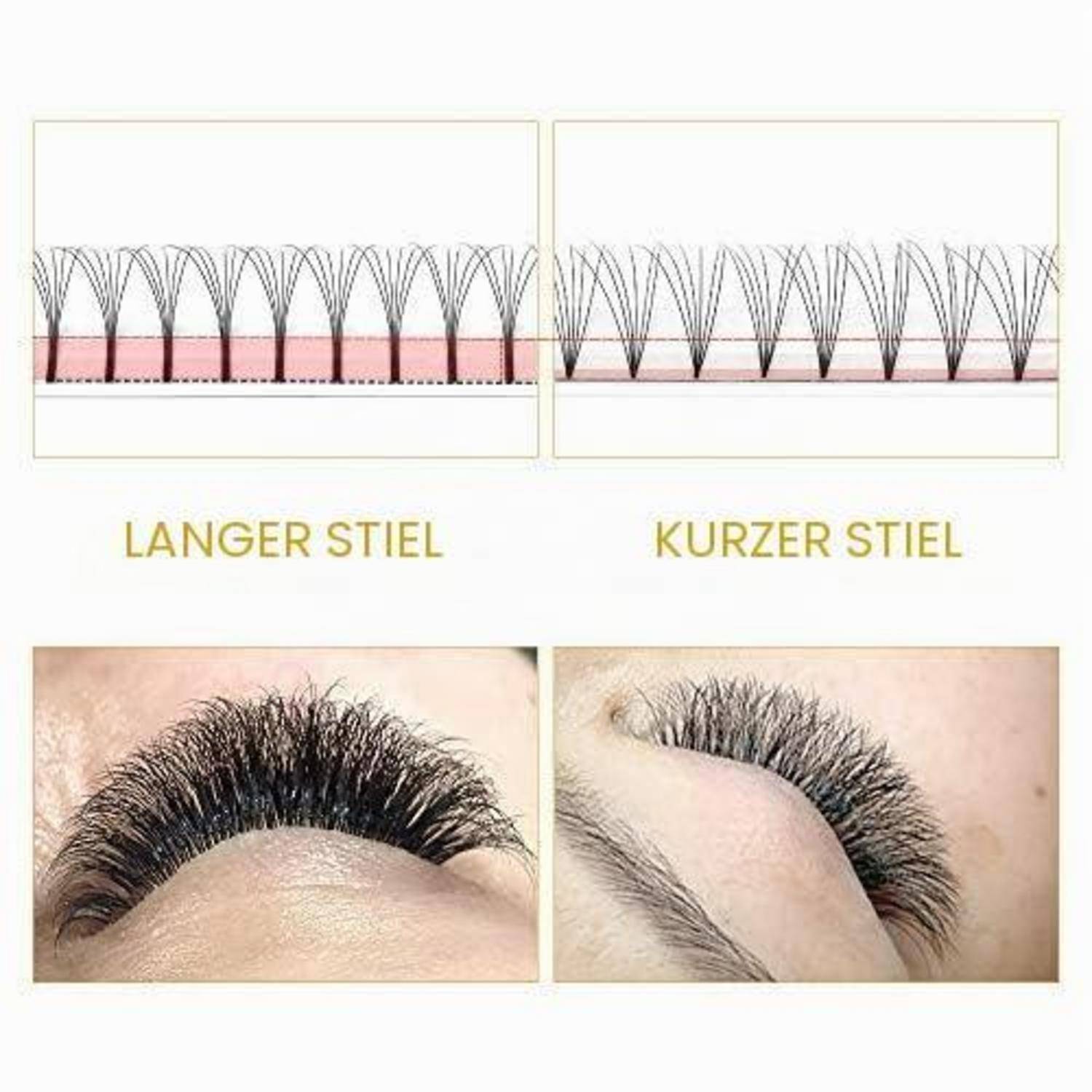 Vergleich von Wimpernverlängerungsstilen: 