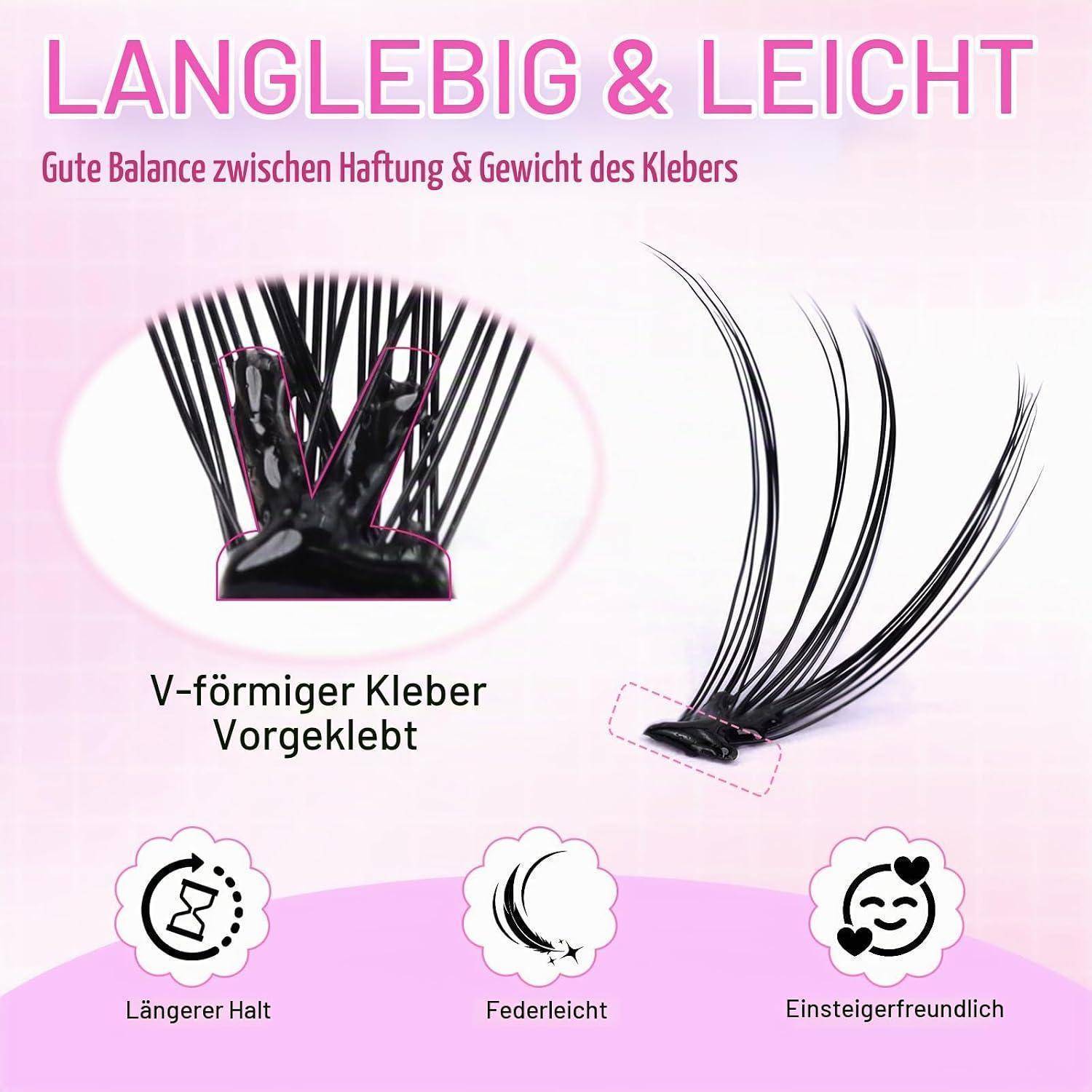 EMEDA 30D40D selbstklebende Wimpern, natürlich, 200 Stück, 9-15 mm, Set für Wimpern ohne Klebstoff, 40 Stück, selbstklebend, vorgeklebt, mit Pinze