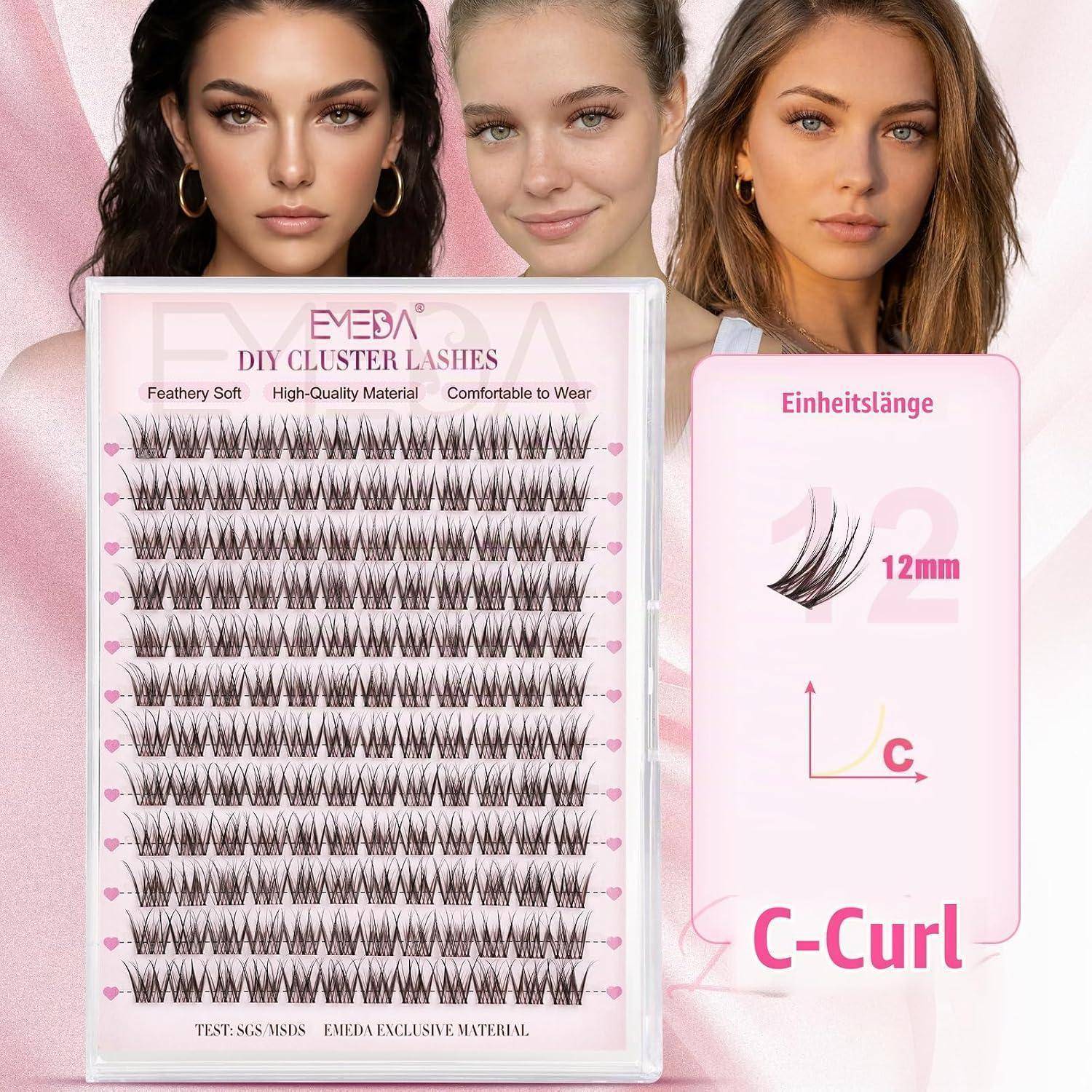 Rosa Wimpernverlängerungs-Produktverpackung mit der Bezeichnung „EYESA DIY CLUSTER LASHES