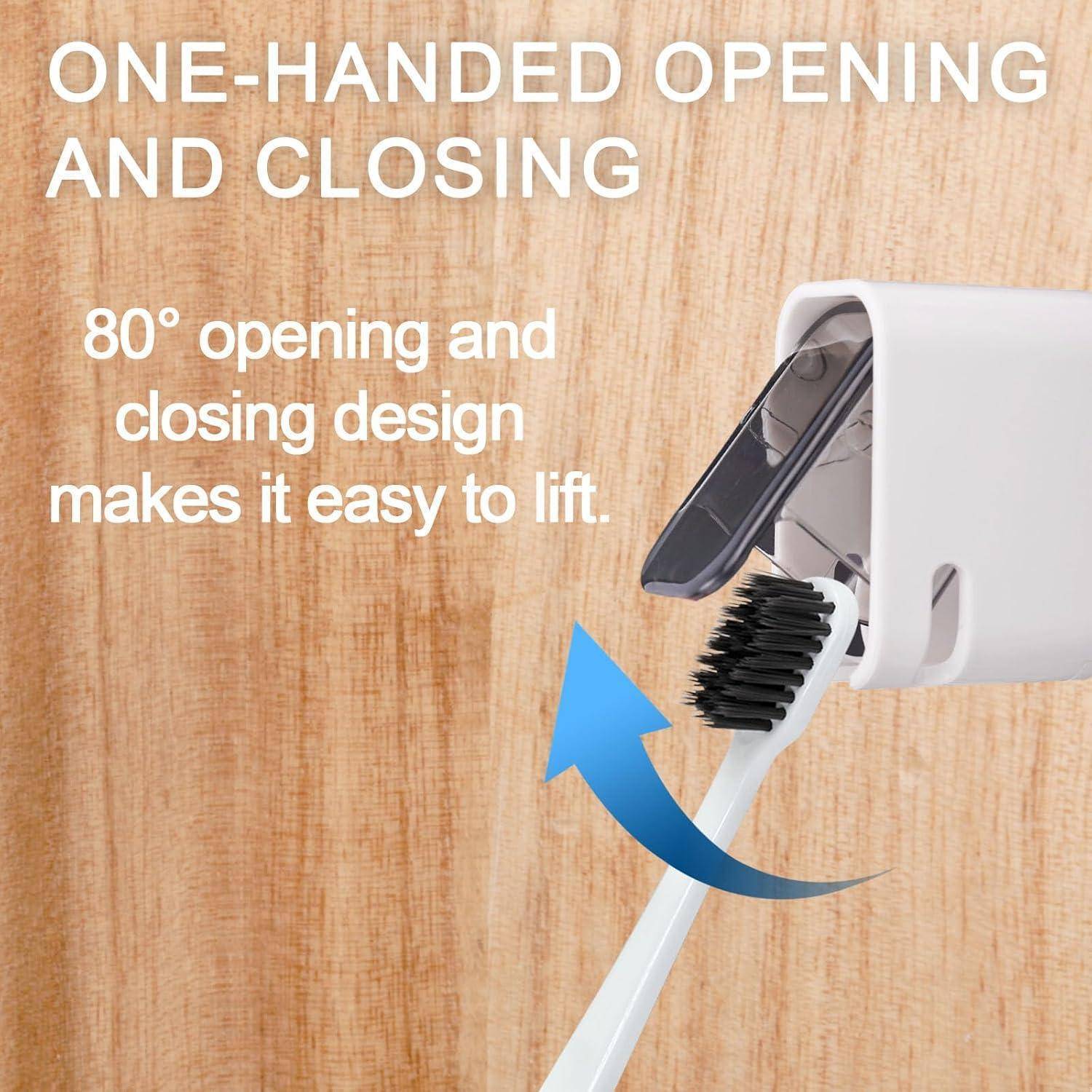 Zahnbürstabenhalter mit einhändiger Öffnung und Schließung, mit 80°-Neigungsdesign für einfaches Anheben.