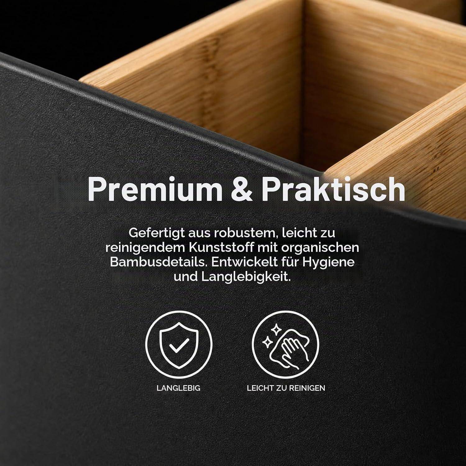 Zahnbürstenhalter Kunststoff, Minimalistischer Zahnputzbecher mit Fächern | Badezimmer Organizer für Elektrische Zahnbürste und Zahnpasta, Badacce