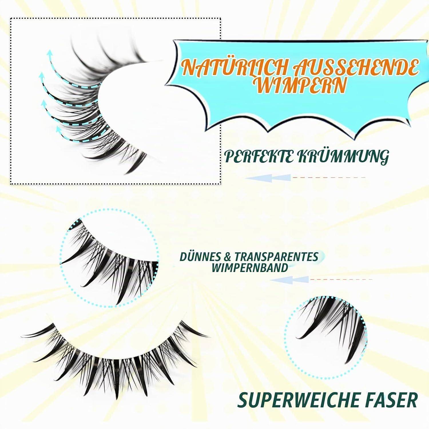 # Werbegrafik für Kunstwimpern mit deutschen Bezeichnungen: 