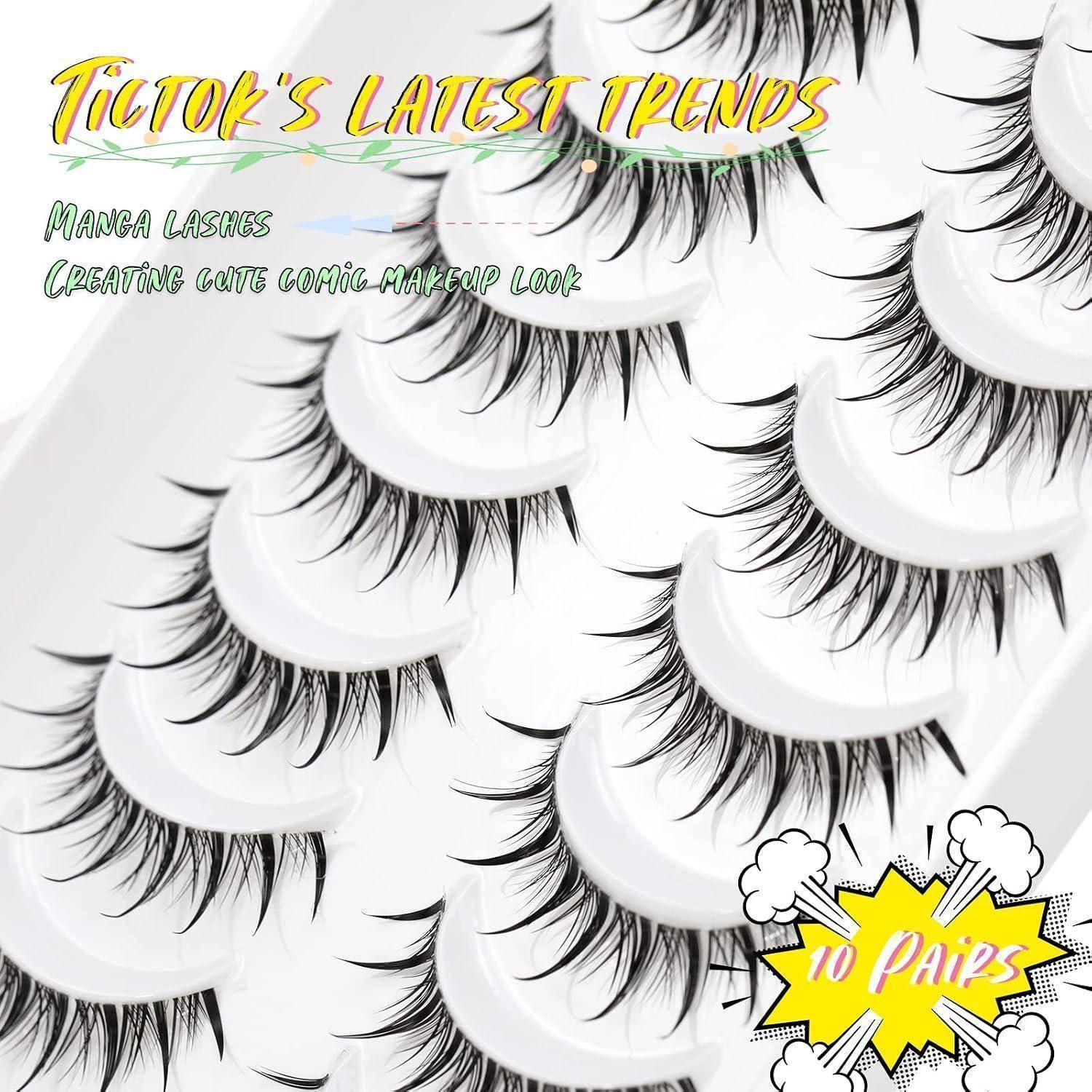Werbebild von künstlichen Wimpern mit den Bezeichnungen „TikToks neueste Trends