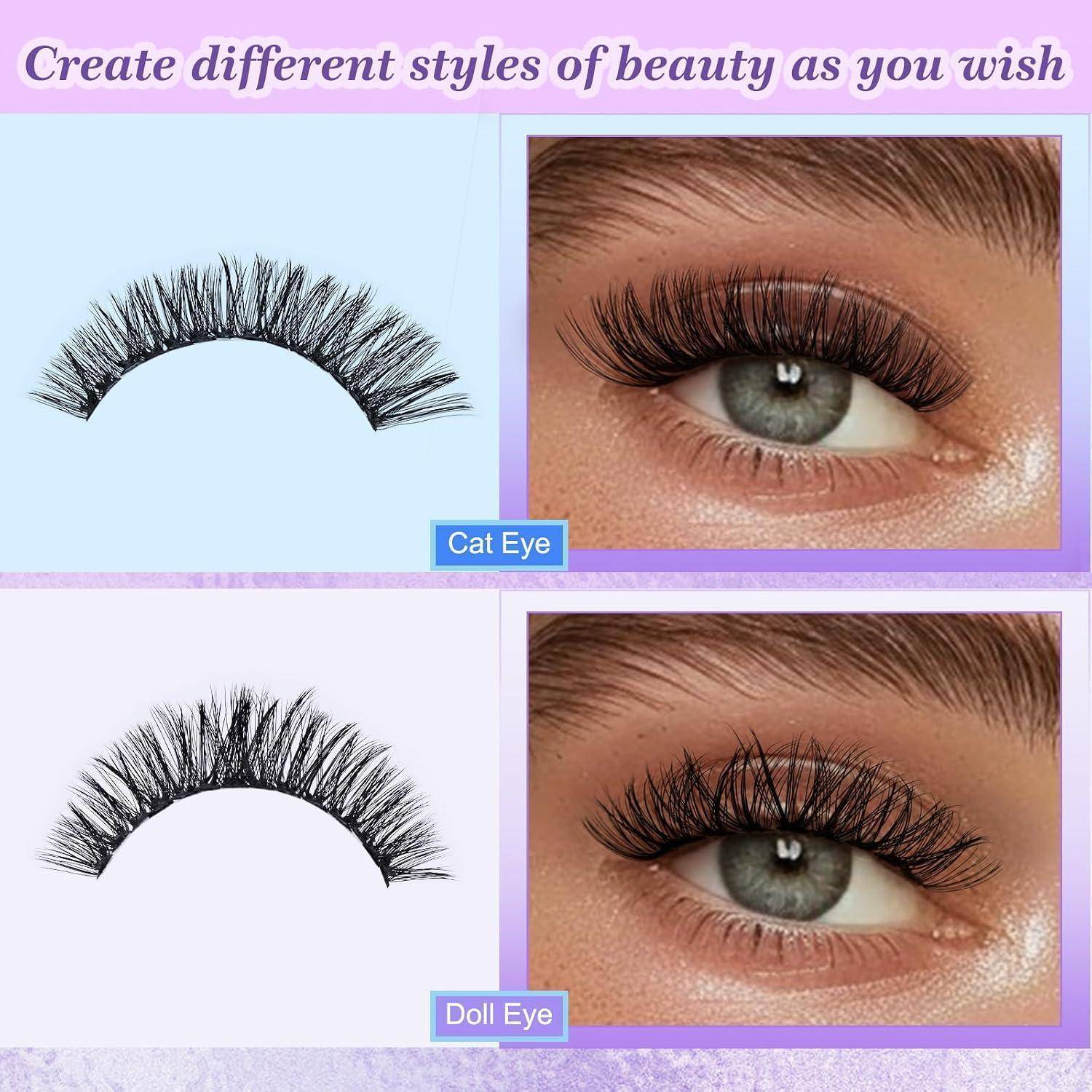 LZM Selbstklebende Wimpern D Curl 8-14mm Wimpern Mit Pinzette (40P) | Lash Extension Set wimpern selbstklebend Ohne Kleber Natürliche press on