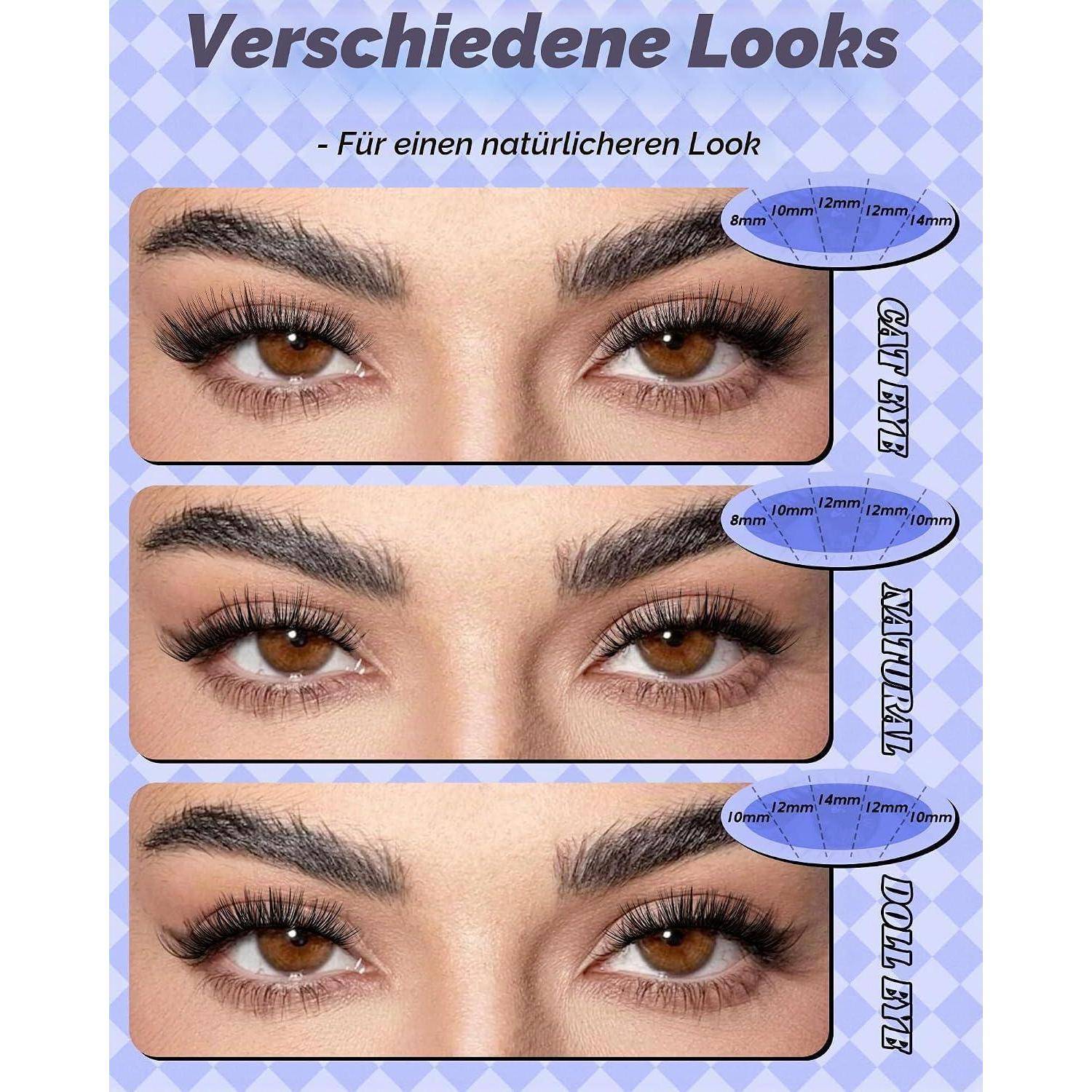 LZM Einzelne Wimpern Cluster Lashes - C Curl Wimpern Einzeln natürlich Dünnes Band Bequem Und Leicht Wispy Manga lash clusters Für Den Täglichen