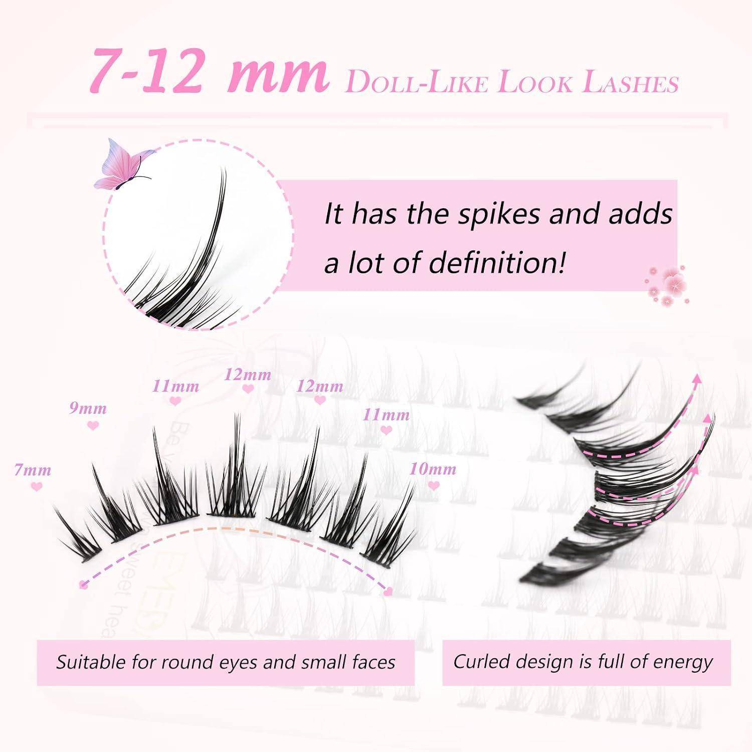 EMEDA Bündelwimpern, 98 Stück, Wimpernverlängerungen, 7 Paar Wimpernverlängerungen, C Curl, Katzenaugenwimpern, natürliche falsche Wimpern, Wimpe