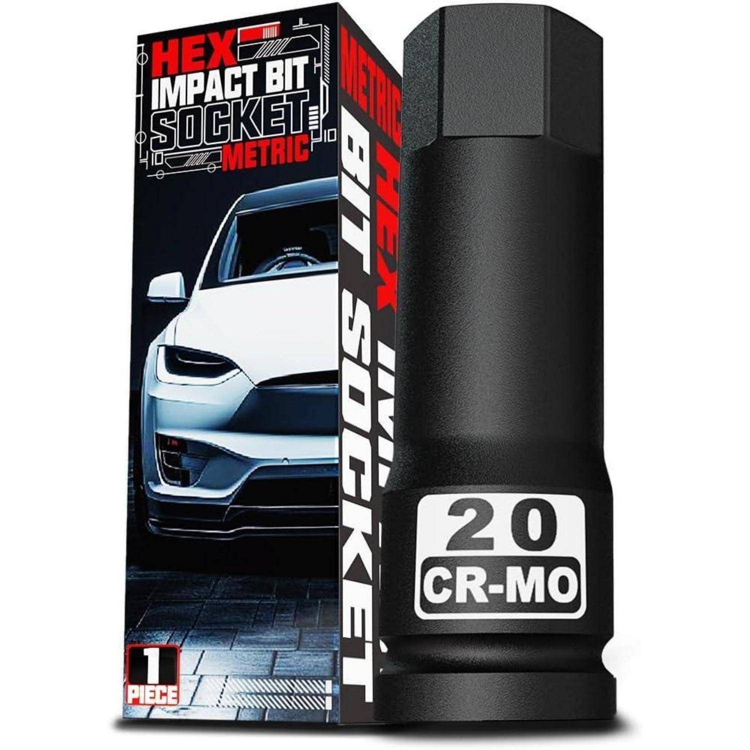 Schwarze metrische Sechskant-Schlagbits mit Verpackung, die mit „HEX IMPACT BIT SOCKET