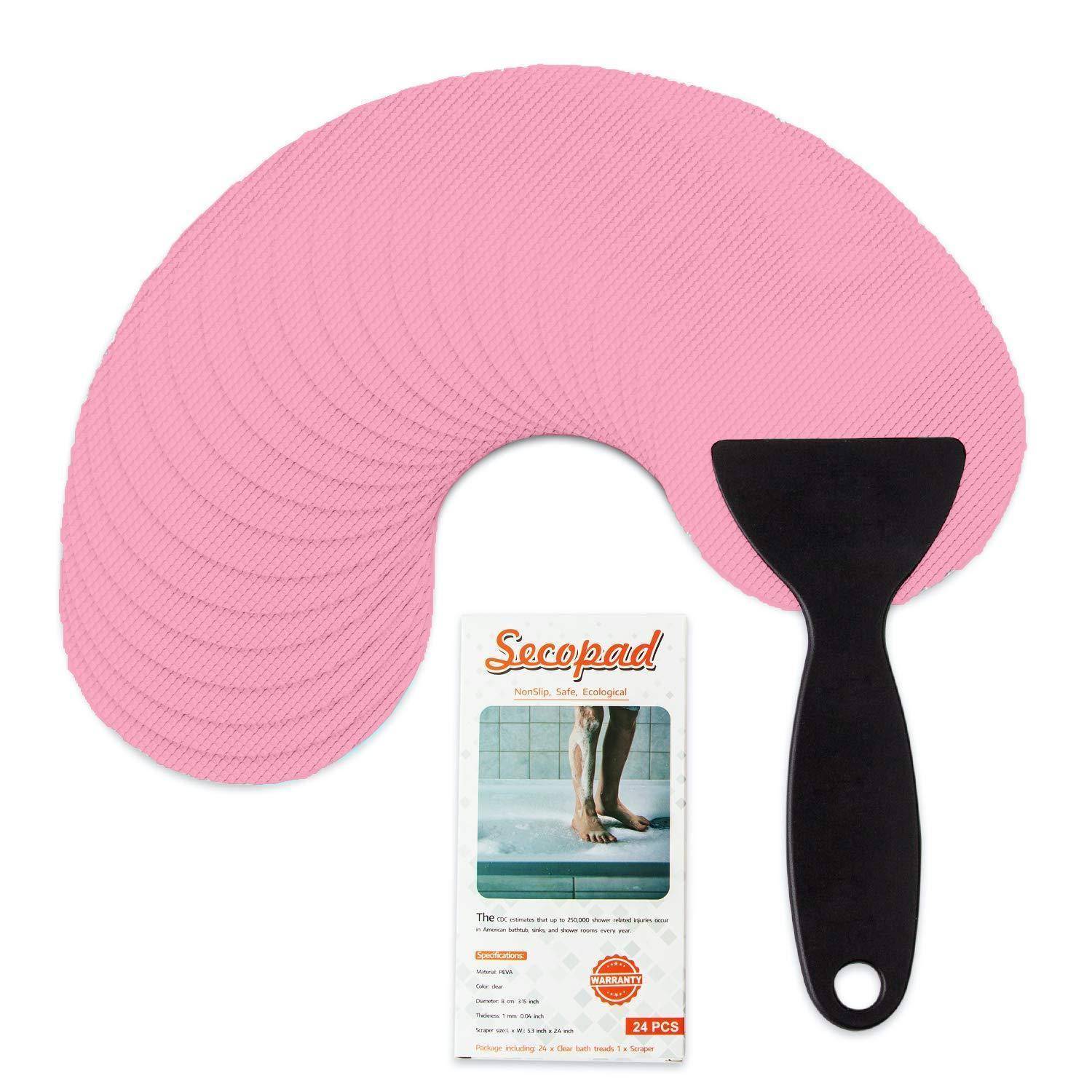 Rosa gebogene Reinigungspads mit schwarzem Griff und Produktpackung mit der Bezeichnung „Secopad
