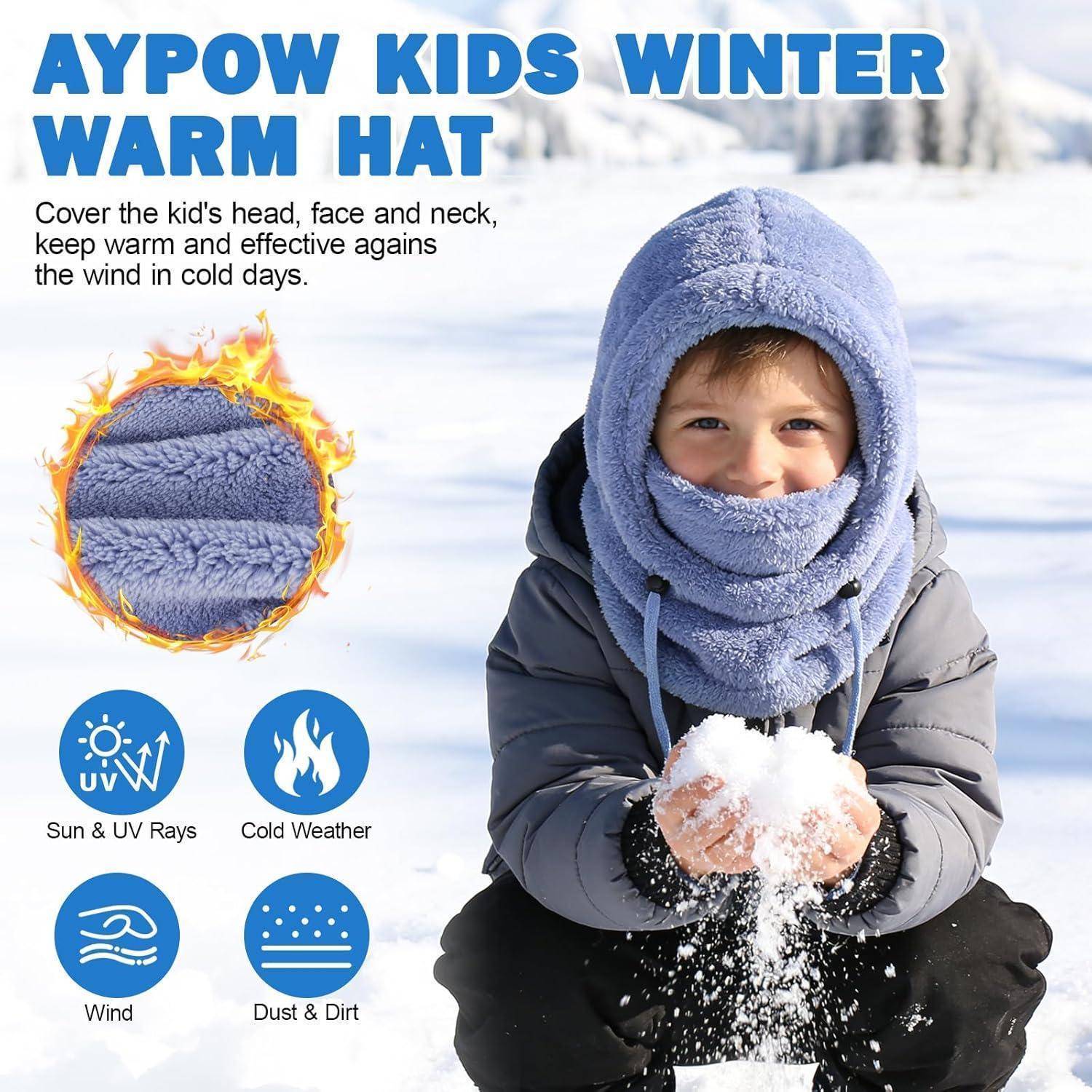 Kinder Winter Thermo Fleece Sturmhaube 3-10, Multifunktionale Verstellbare Winddichte Warm Skimaske Gesichtsmaske, Warme Mütze Sturmmaske Halswärmer