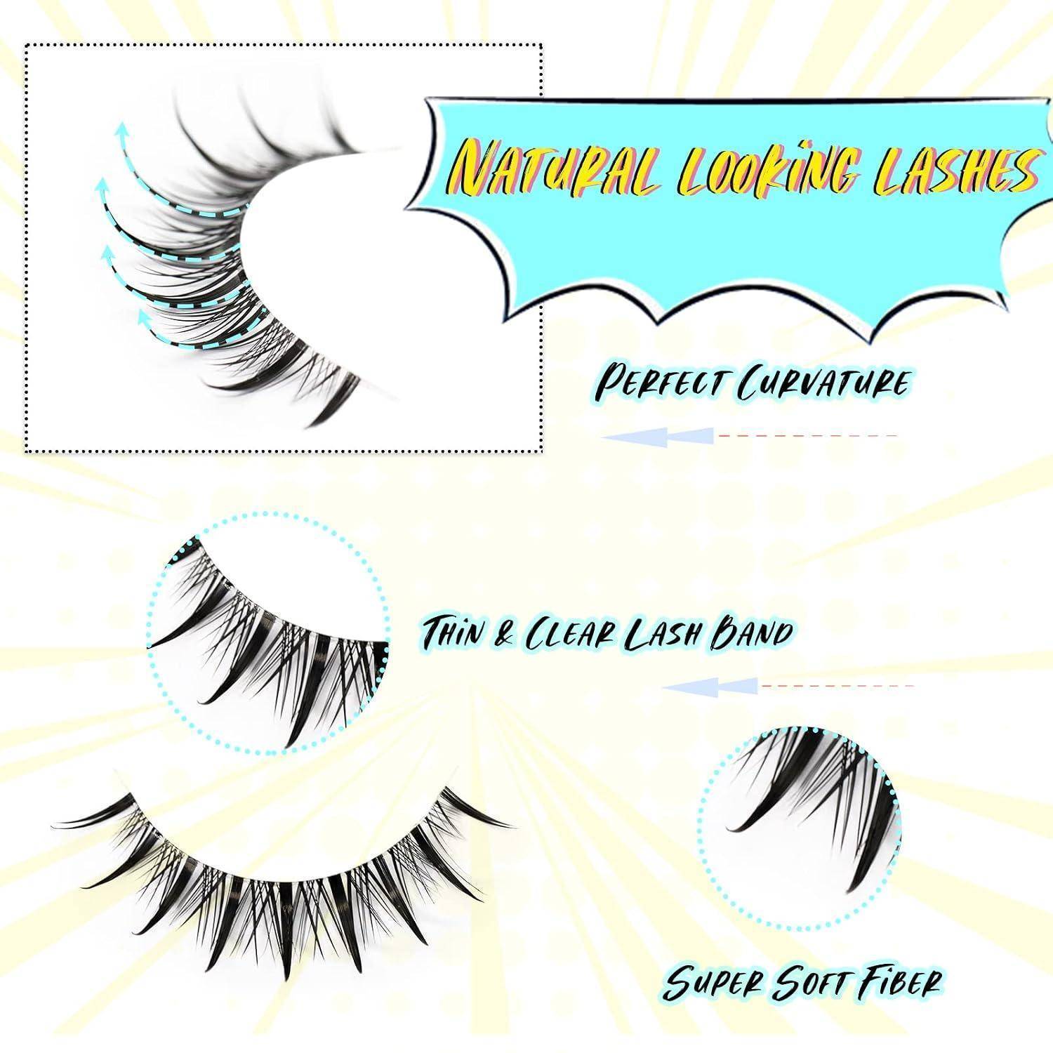 Werbegrafik für künstliche Wimpern mit der Bezeichnung „Natural Looking Lashes