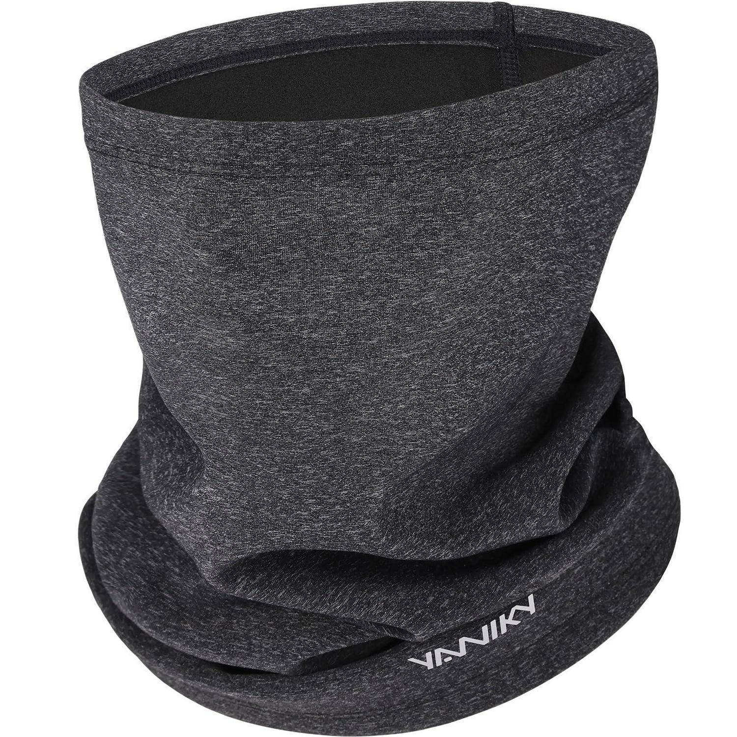 Dunkelgrauer nahtloser Halstuch oder Gesichtsmaske mit tubularem, dehnbarem Stoffdesign und „YANIN