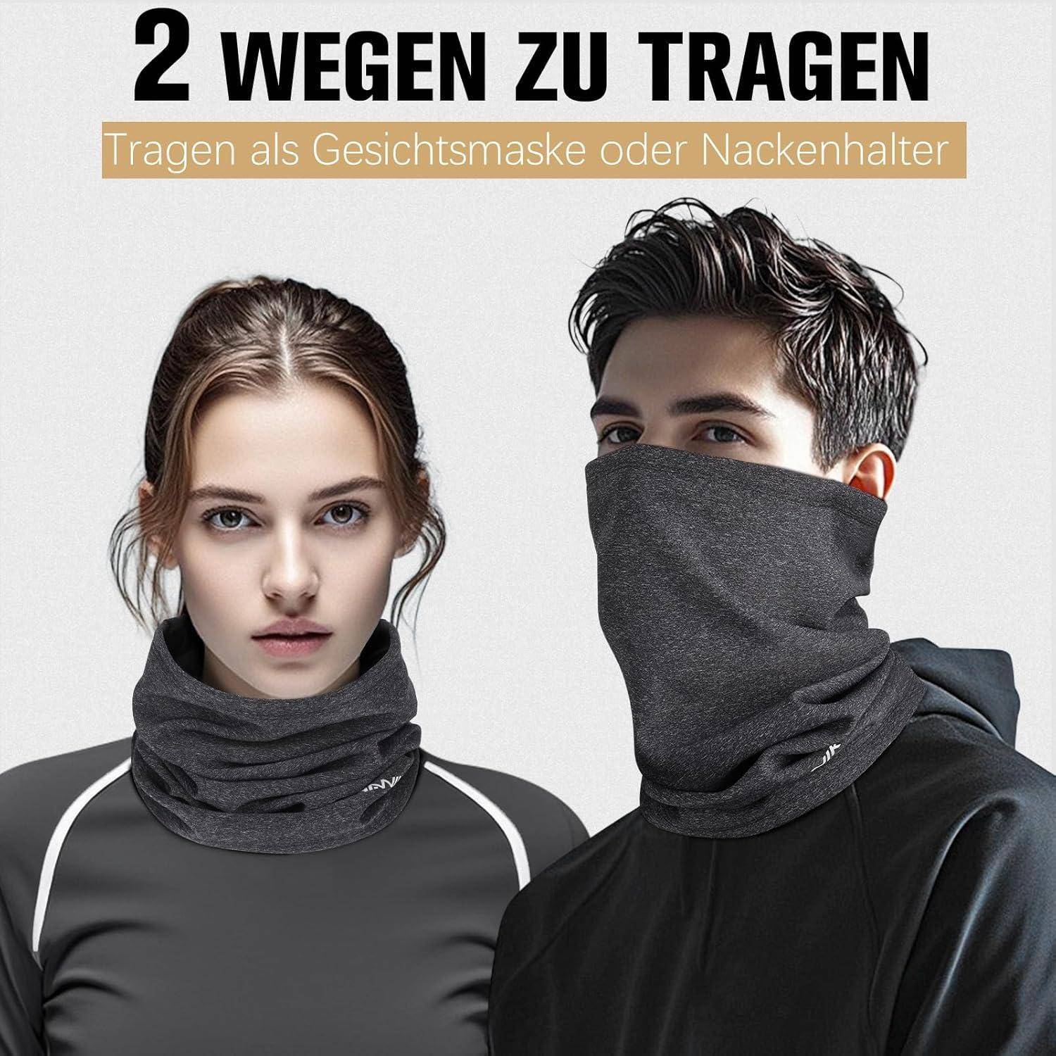 Loopschal Multifunktionstuch Winddicht Schlauchschal Neckwarmer Herren Ski Gesichtsschutz Halstuch Thermal Fleece Sportschal Halswärmer für Skifahre
