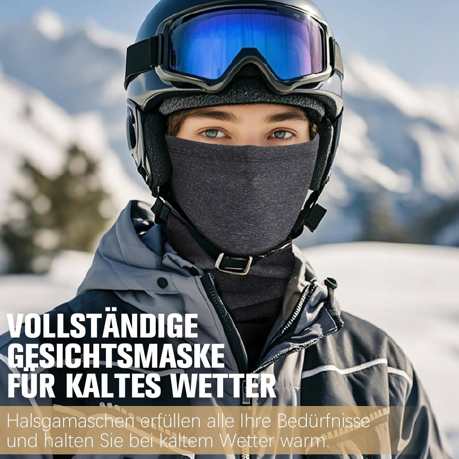 Loopschal Multifunktionstuch Winddicht Schlauchschal Neckwarmer Herren Ski Gesichtsschutz Halstuch Thermal Fleece Sportschal Halswärmer für Skifahre