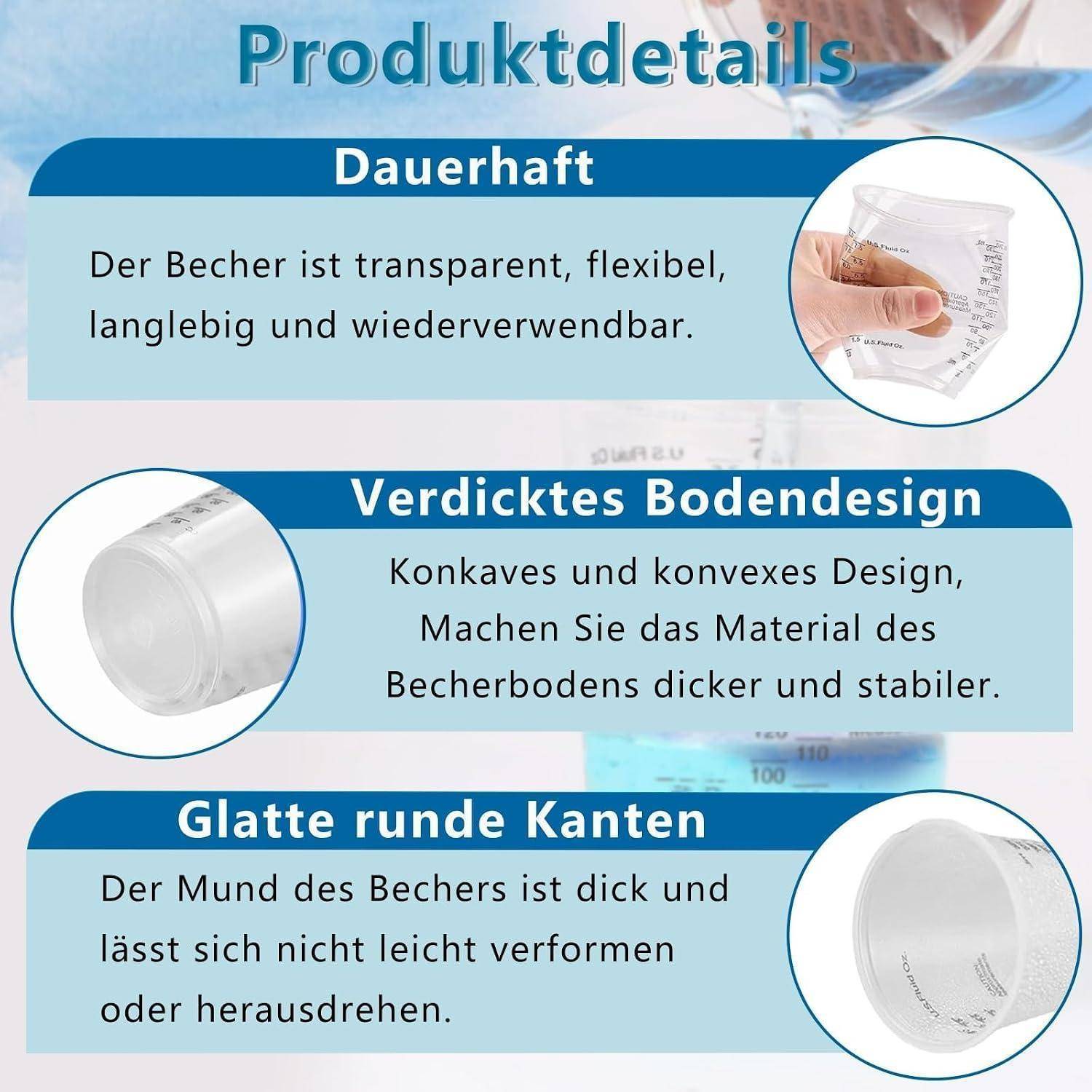 50 Stück Epoxidharz Mischbecher, 240 ml Lackmischbecher, Becher Pigment mit Skala, Lackmischbecher, Messbecher Harz, für Mischen von Harz, Farbe, Pi