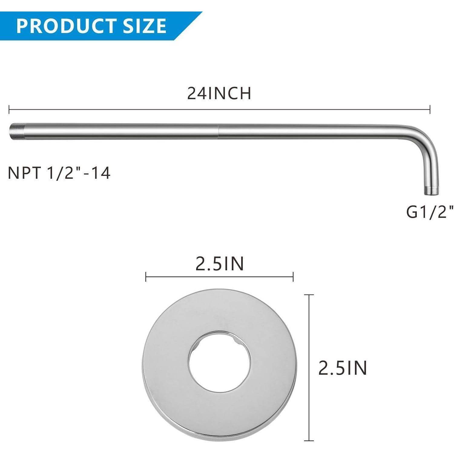 Größendiagramm eines 24-Zoll-L-förmigen Rohrs mit NPT 1/2