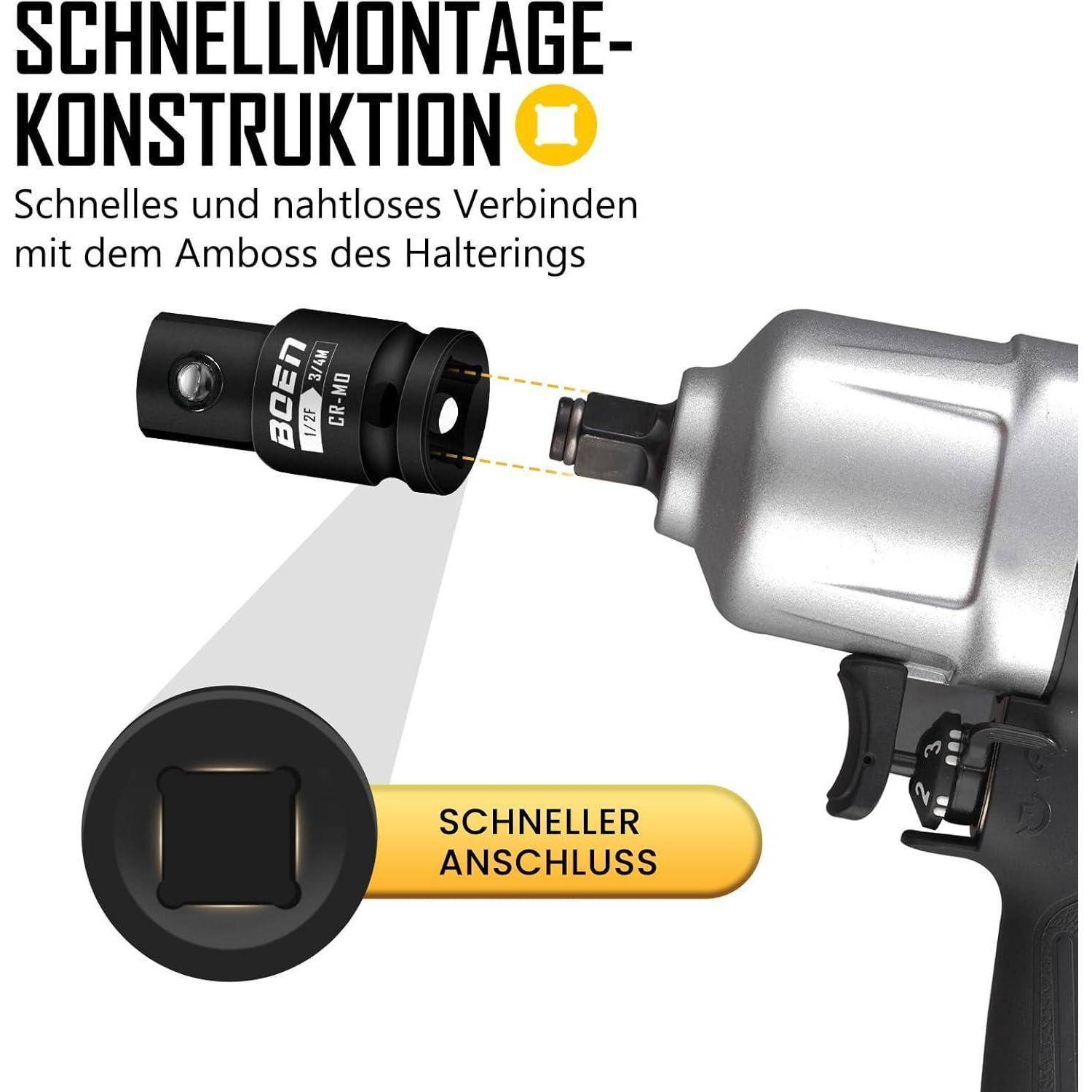 Mr.wintek Adapter 1/2 zoll auf 3/4 zoll, 1/2 auf 3/4 Schlagadapter,Kraft-Stecknuss-Adapter,Chrom Molybdän Stahl