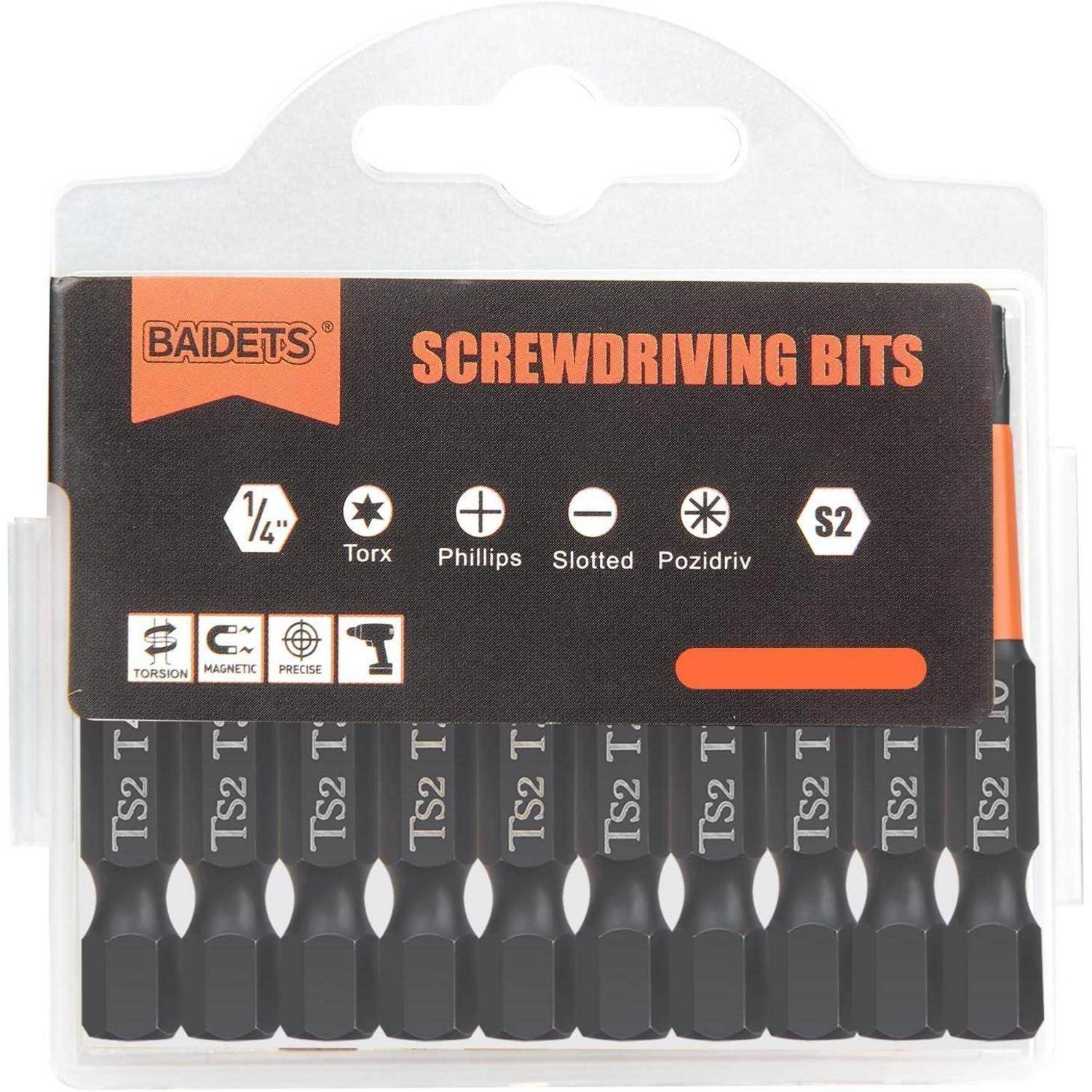 Paket mit BAIDETS Schraubendreher-Bits, mit der Aufschrift „SCREWDRIVING BITS