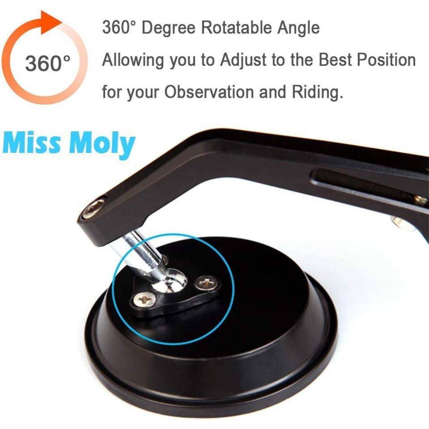360° drehbarer Motorradspiegel-Halterung mit verstellbarem Arm und Basis, gekennzeichnet mit 